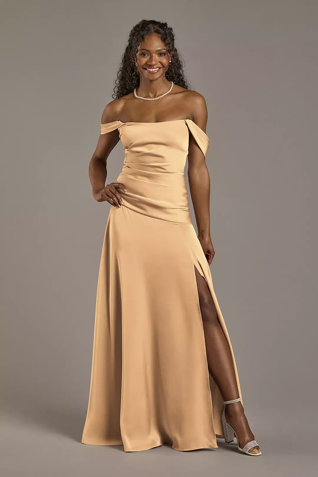 Matte Satin Off-the-Shoulder Drop Waist Dress - Image 47