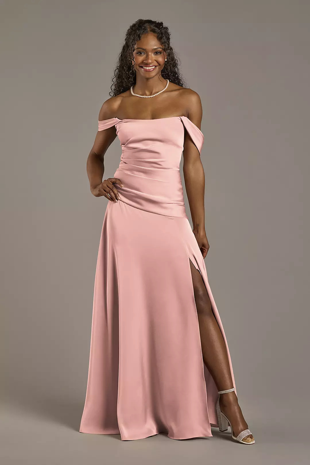 Matte Satin Off-the-Shoulder Drop Waist Dress - Image 51