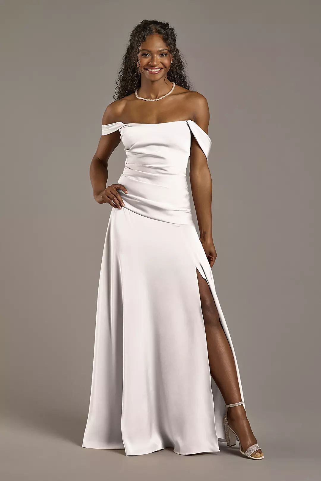 Matte Satin Off-the-Shoulder Drop Waist Dress - Image 71