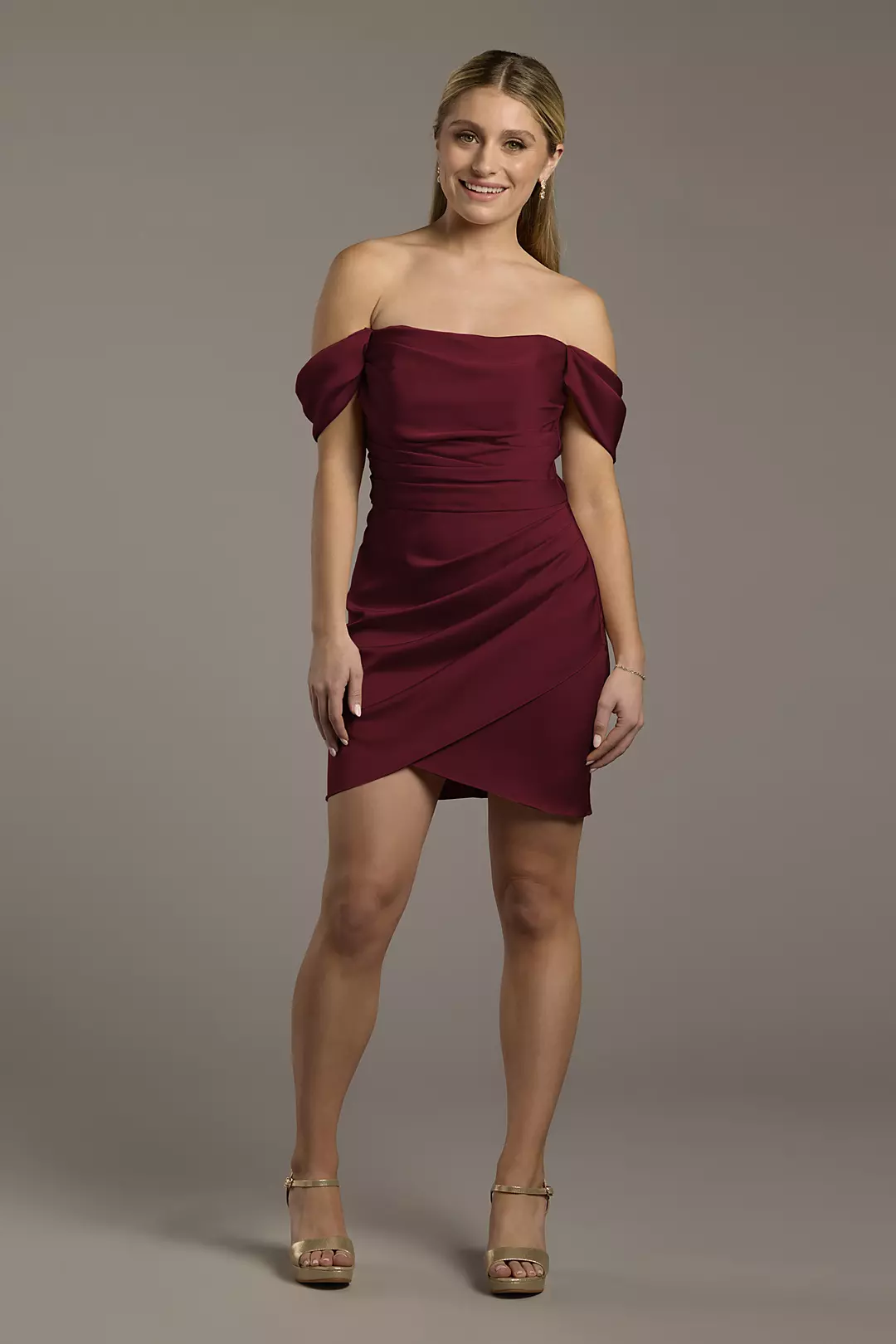 Matte Satin Off-the-Shoulder Mini Dress - Image 13