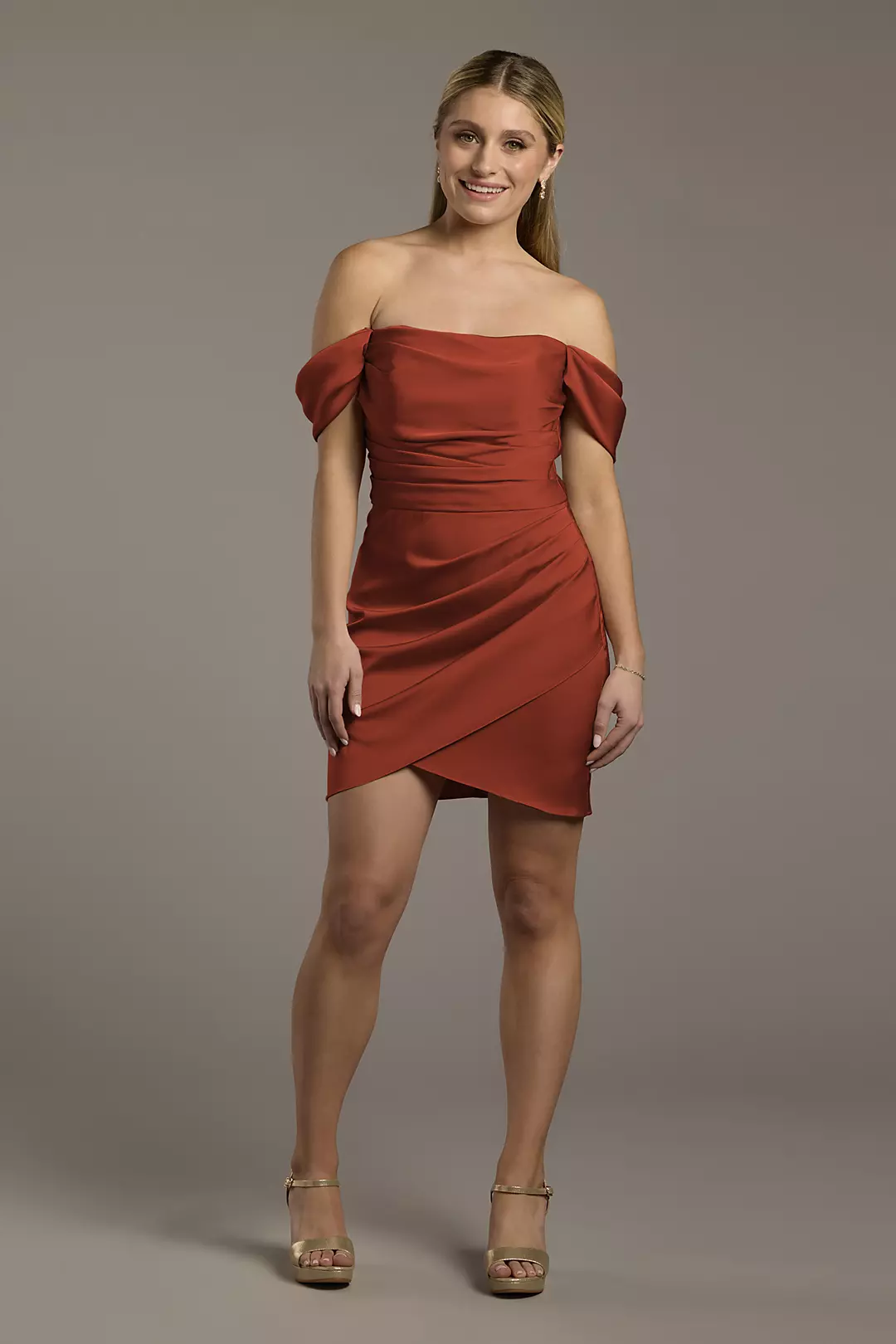 Matte Satin Off-the-Shoulder Mini Dress - Image 20