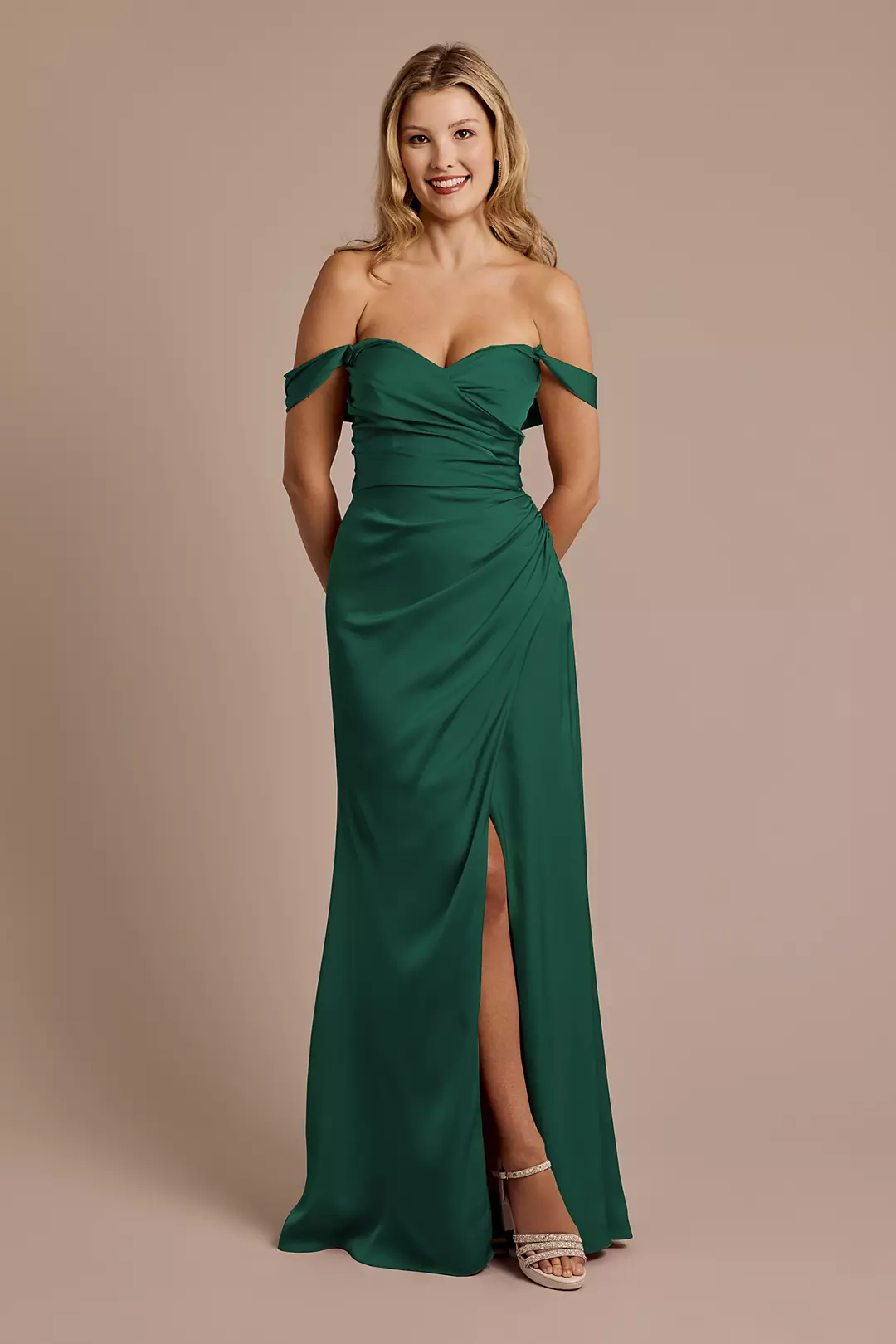 Matte Satin Off-the-Shoulder Sheath Dress - Image 22