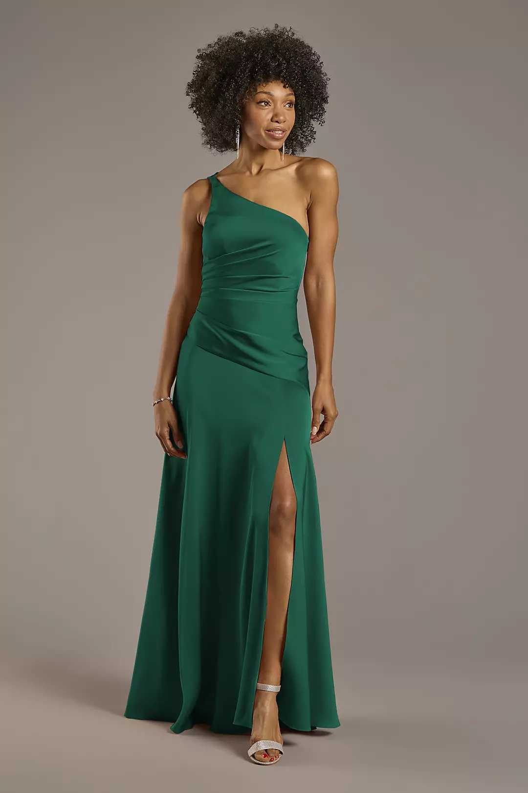 Matte Satin One-Shoulder Drop Waist Dress - Image 31