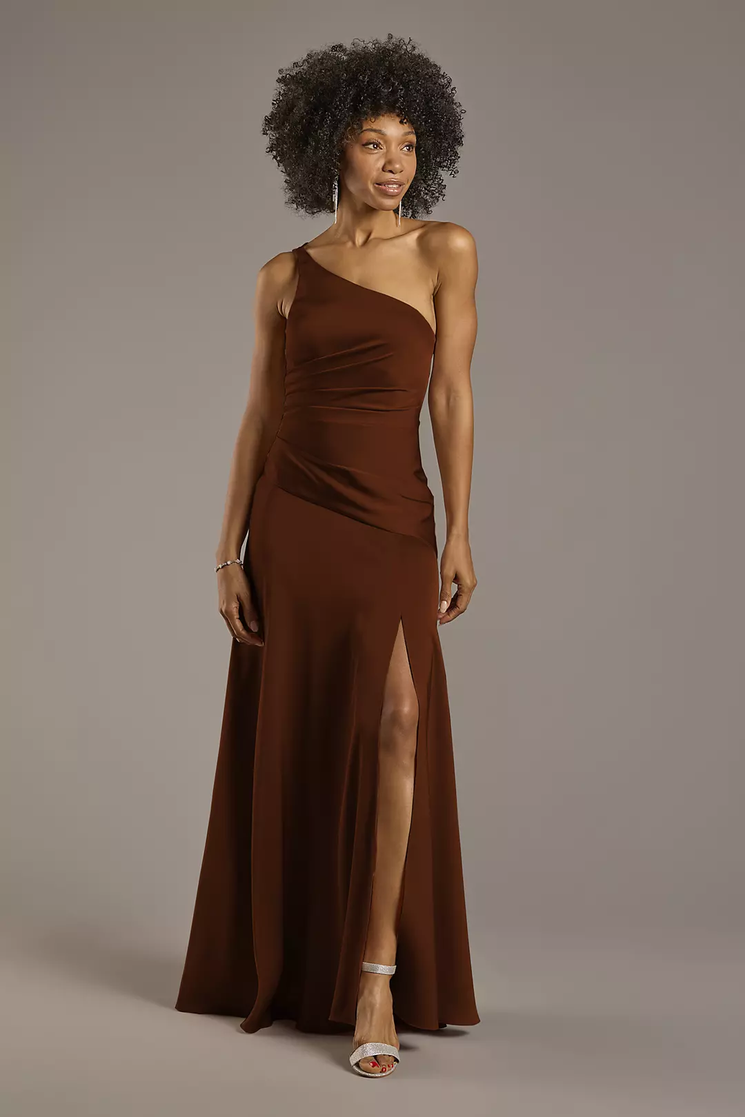 Matte Satin One-Shoulder Drop Waist Dress - Image 40