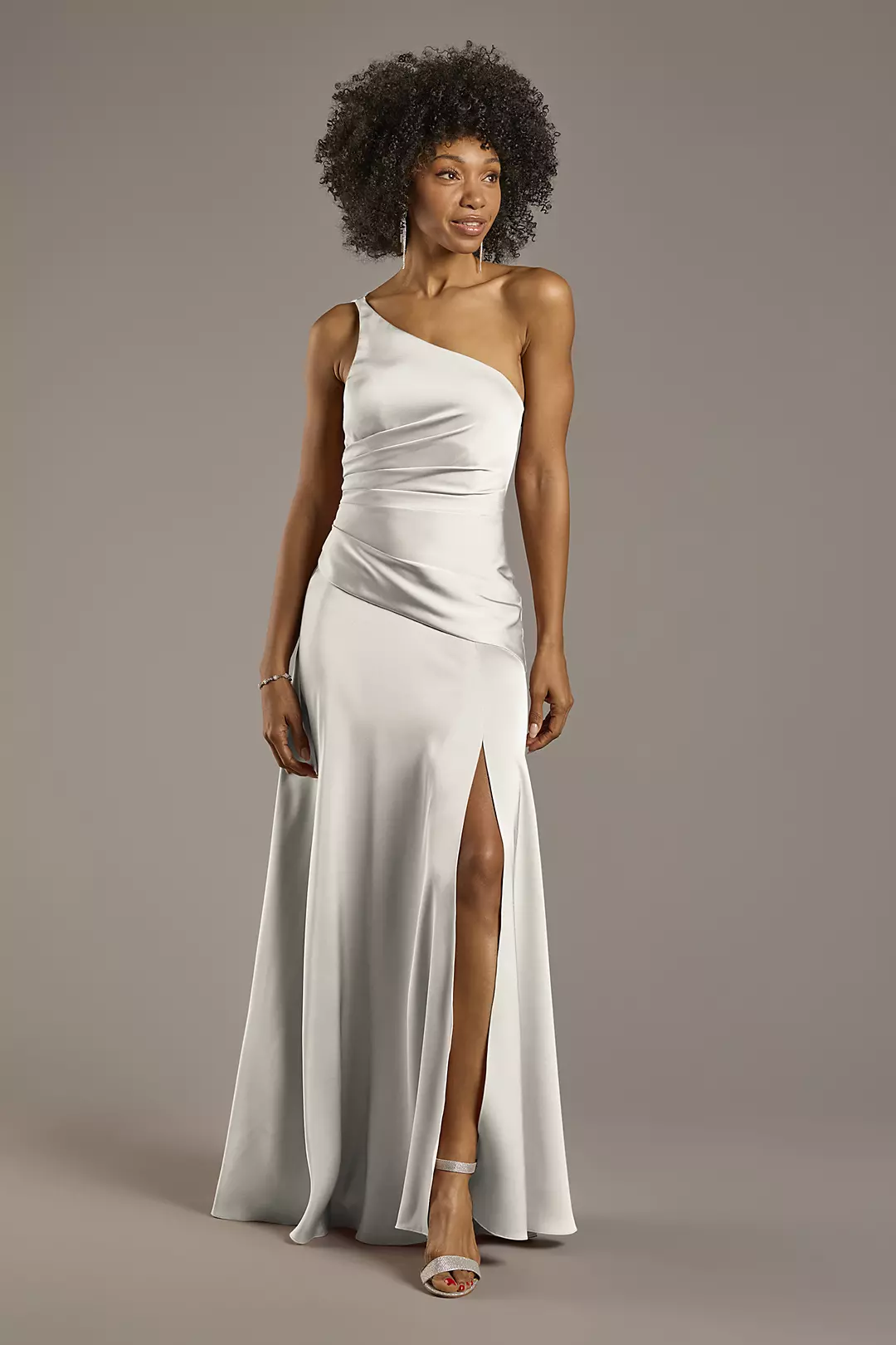 Matte Satin One-Shoulder Drop Waist Dress - Image 53