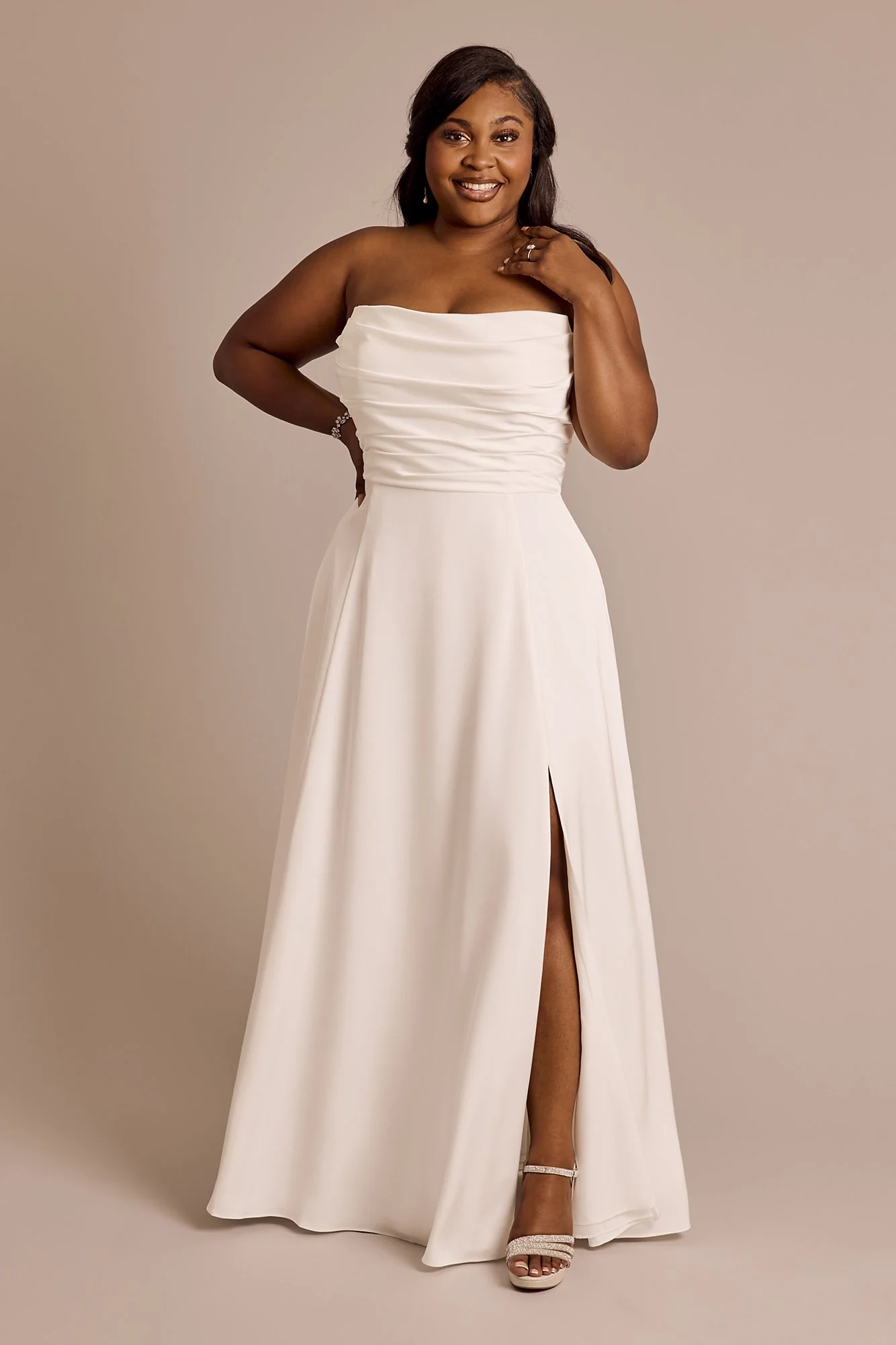 Matte Satin Sculpted Bodice A-Line Wedding Dress