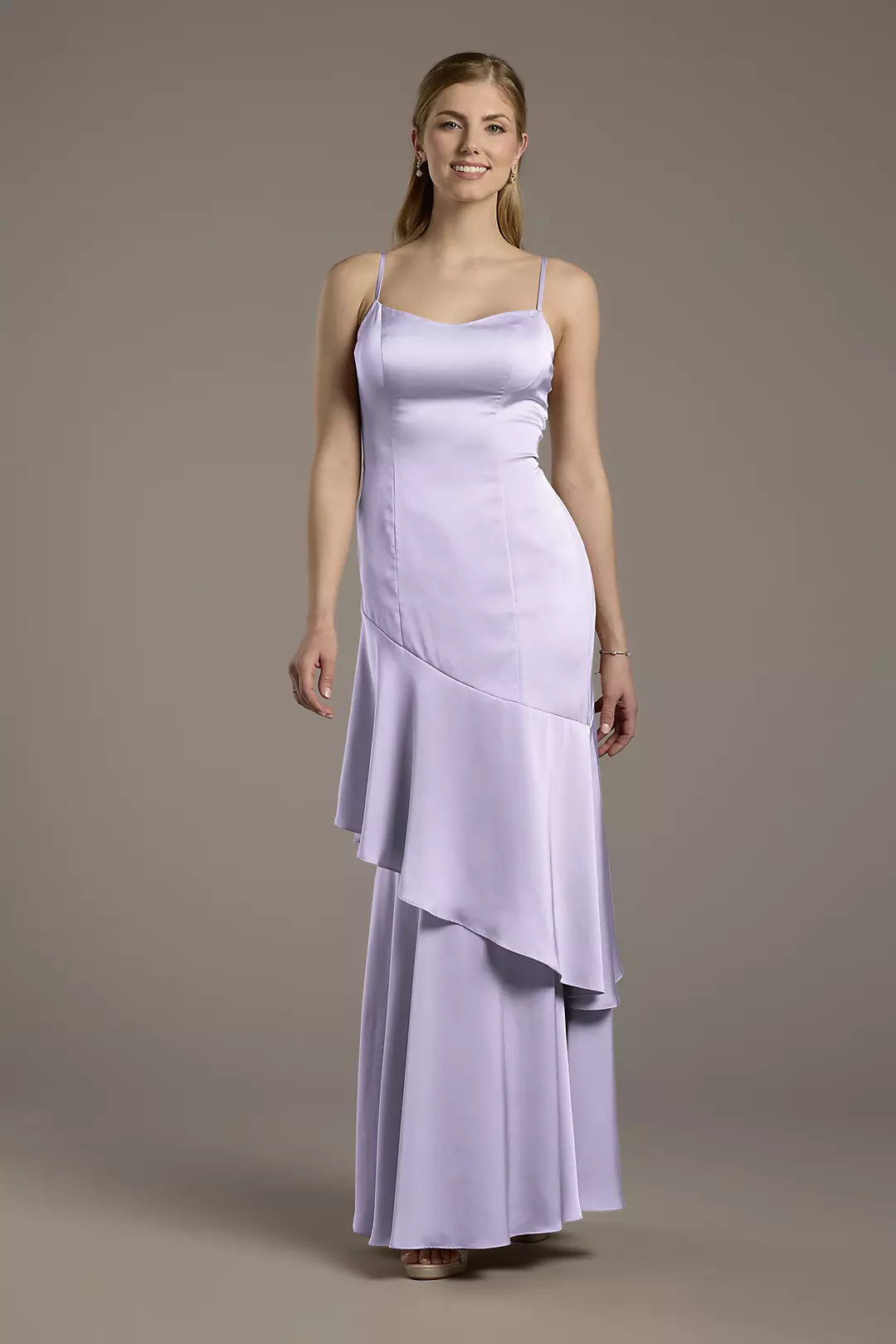 Matte Satin Tiered Skirt Sheath Dress - Image 20