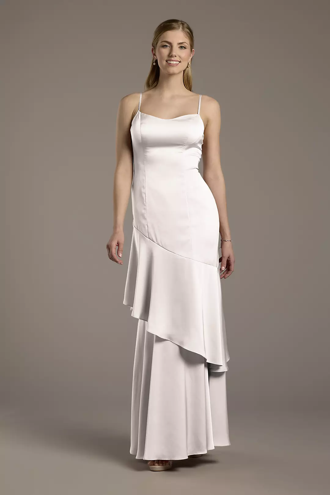 Matte Satin Tiered Skirt Sheath Dress - Image 23