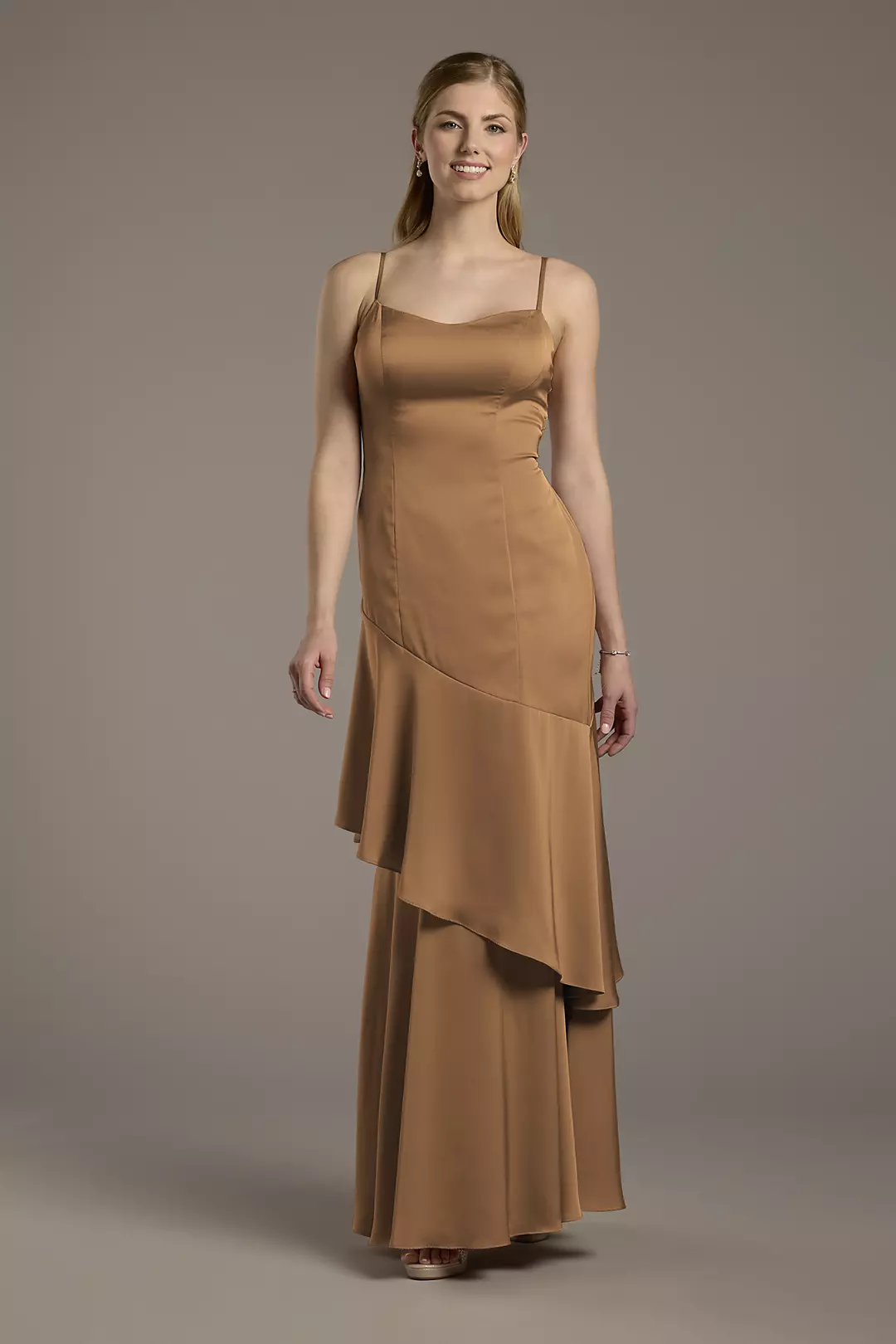 Matte Satin Tiered Skirt Sheath Dress - Image 25