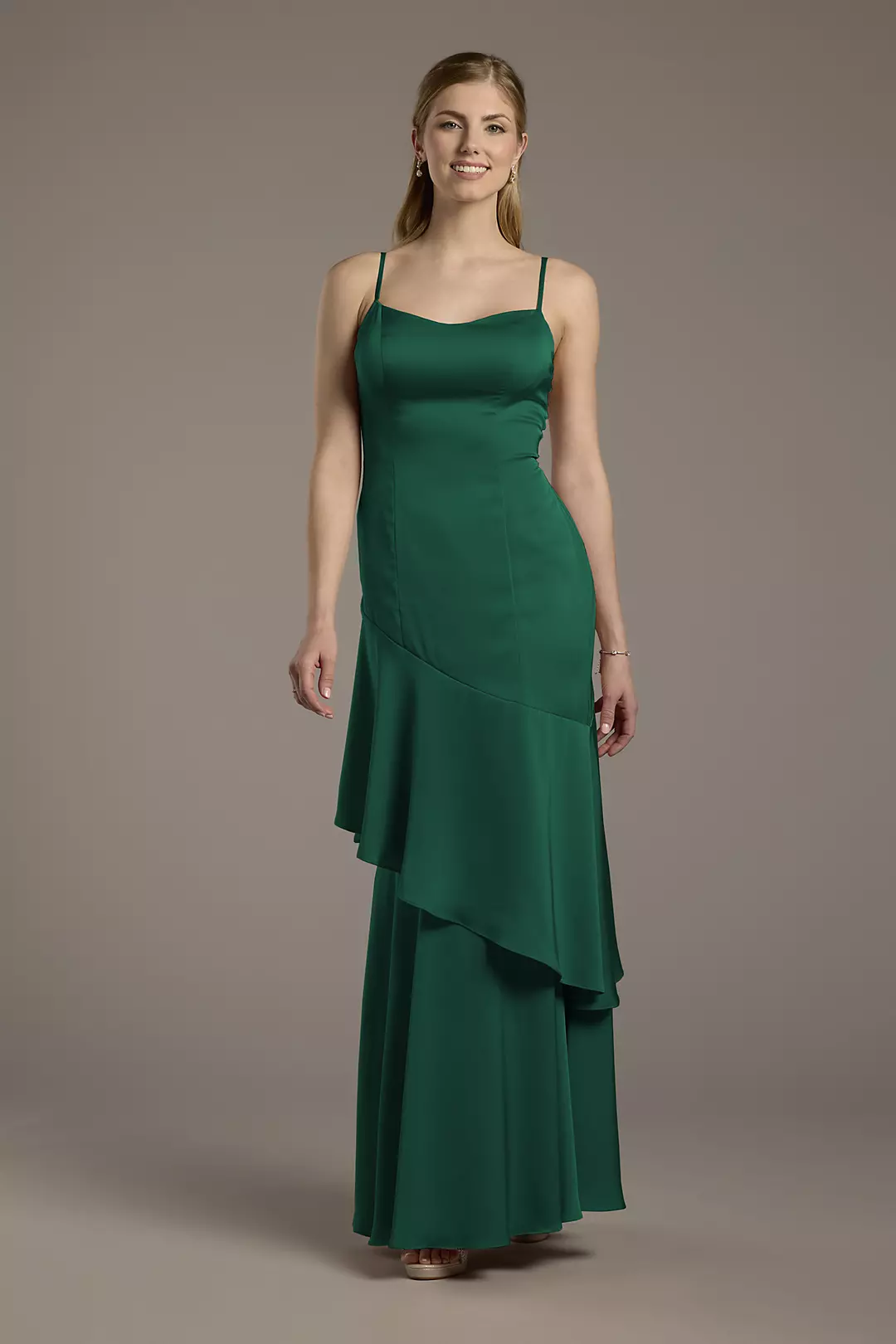 Matte Satin Tiered Skirt Sheath Dress - Image 31