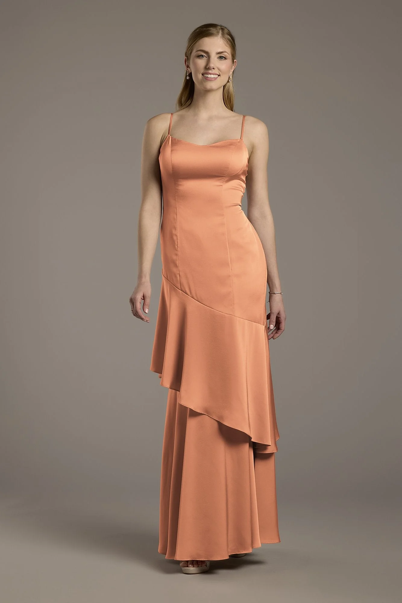 Matte Satin Tiered Skirt Sheath Dress - Image 36