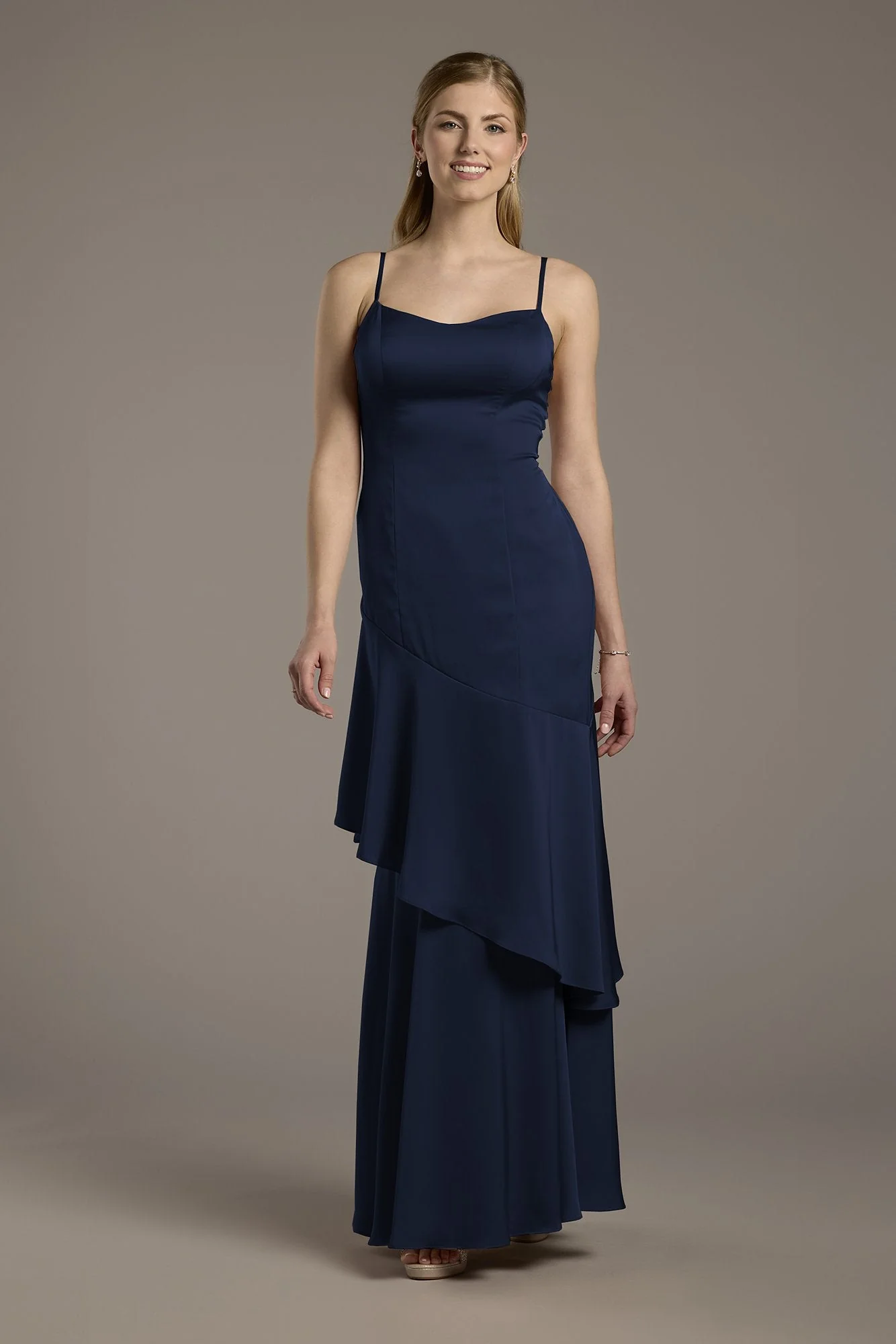 Matte Satin Tiered Skirt Sheath Dress - Image 37