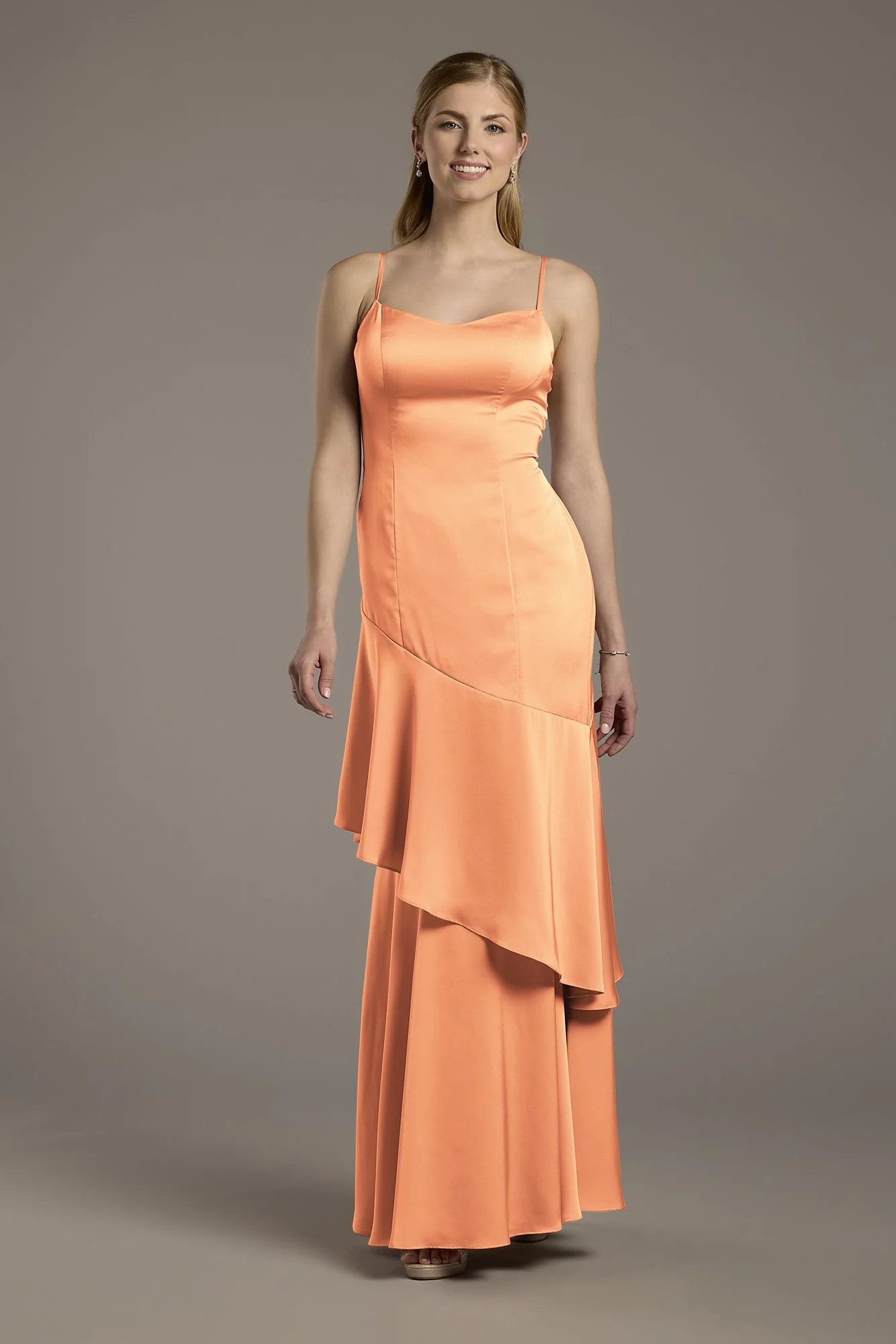 Matte Satin Tiered Skirt Sheath Dress - Image 4