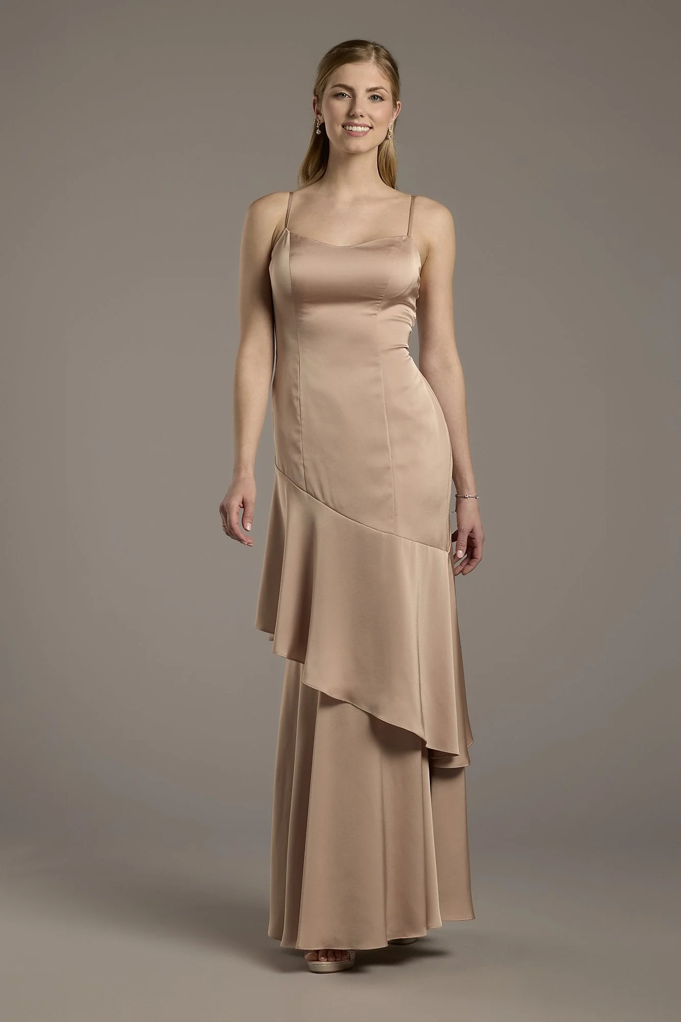 Matte Satin Tiered Skirt Sheath Dress - Image 41