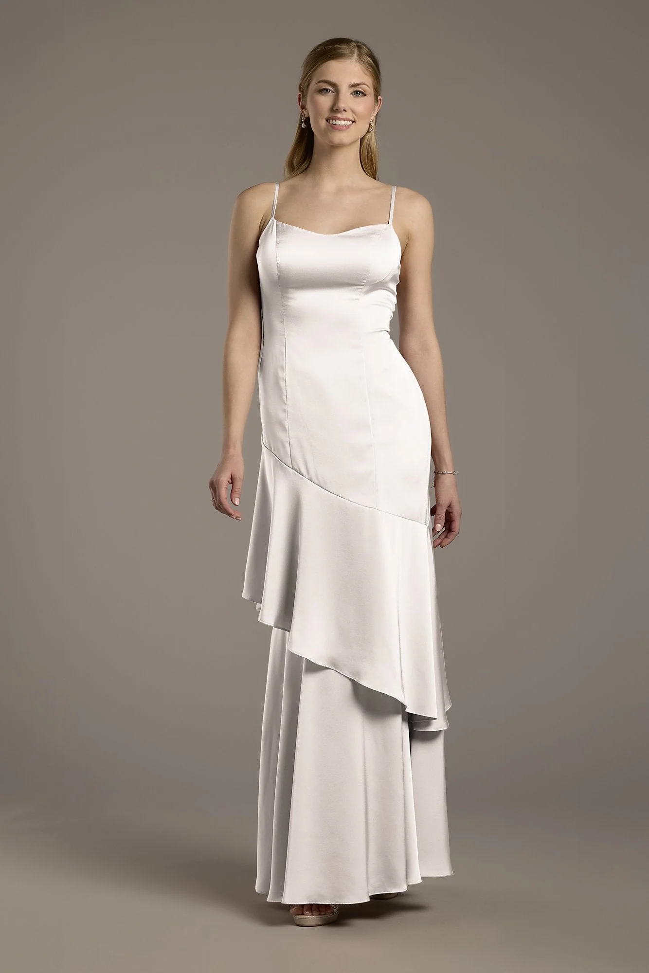 Matte Satin Tiered Skirt Sheath Dress - Image 42