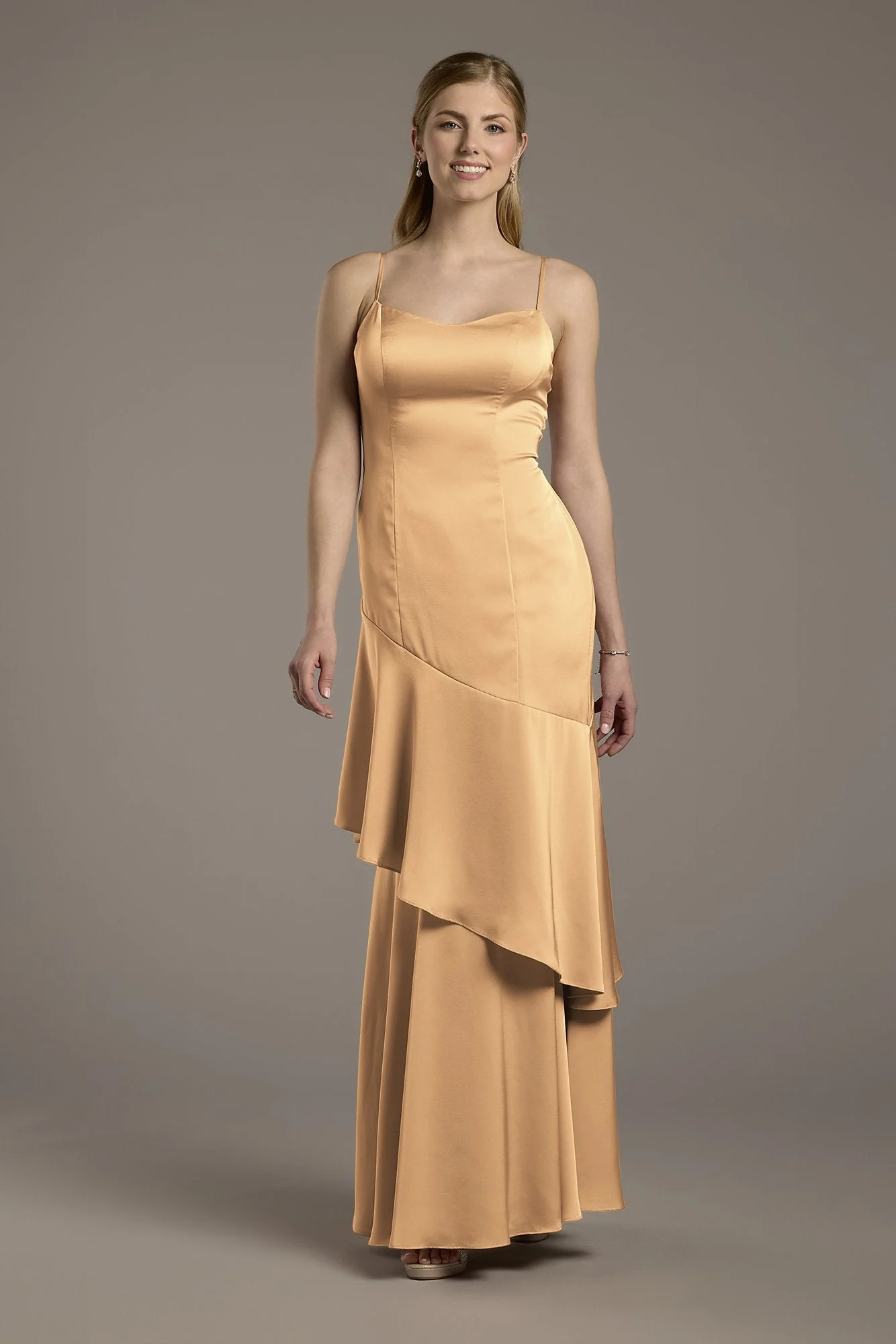 Matte Satin Tiered Skirt Sheath Dress - Image 47
