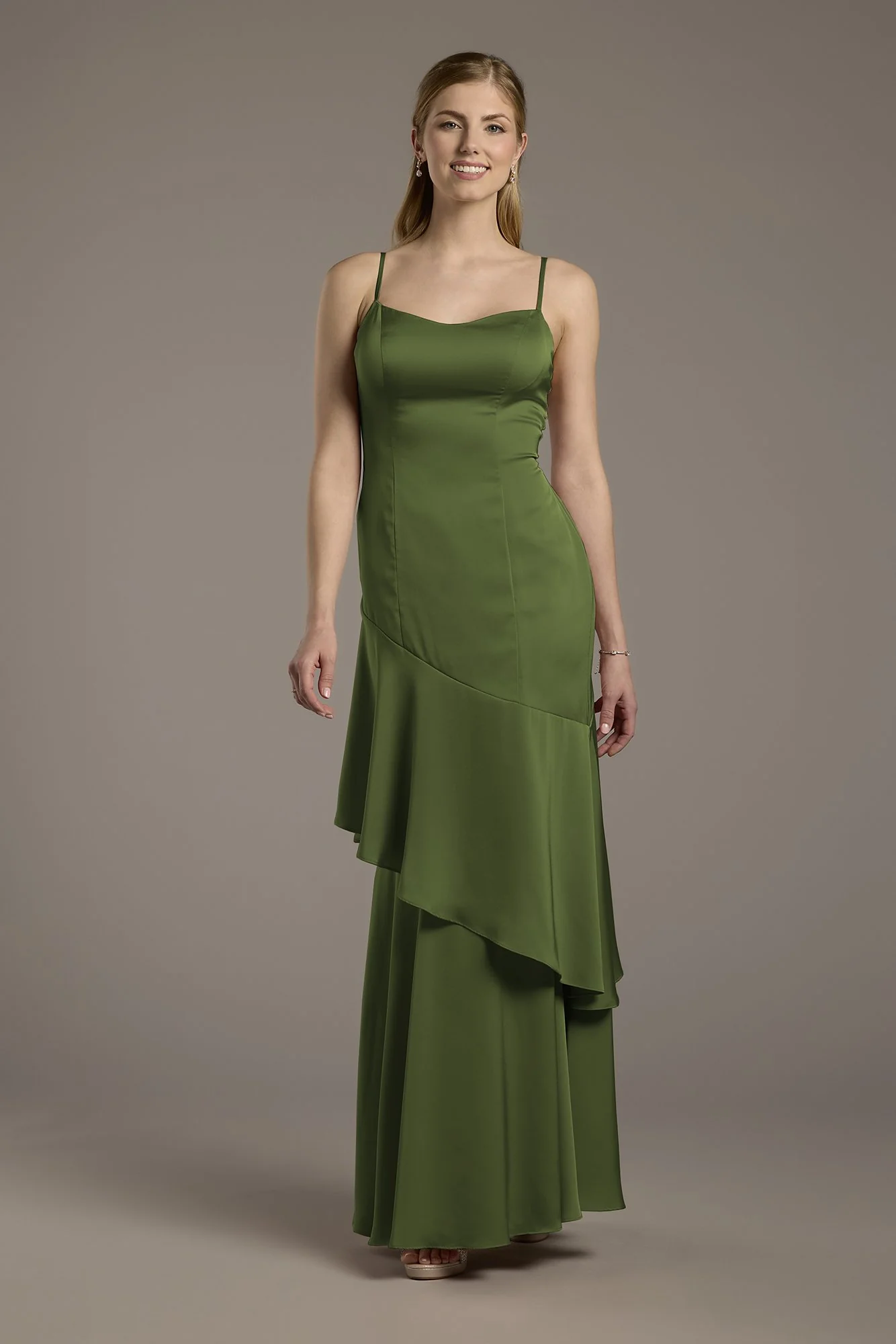 Matte Satin Tiered Skirt Sheath Dress - Image 5