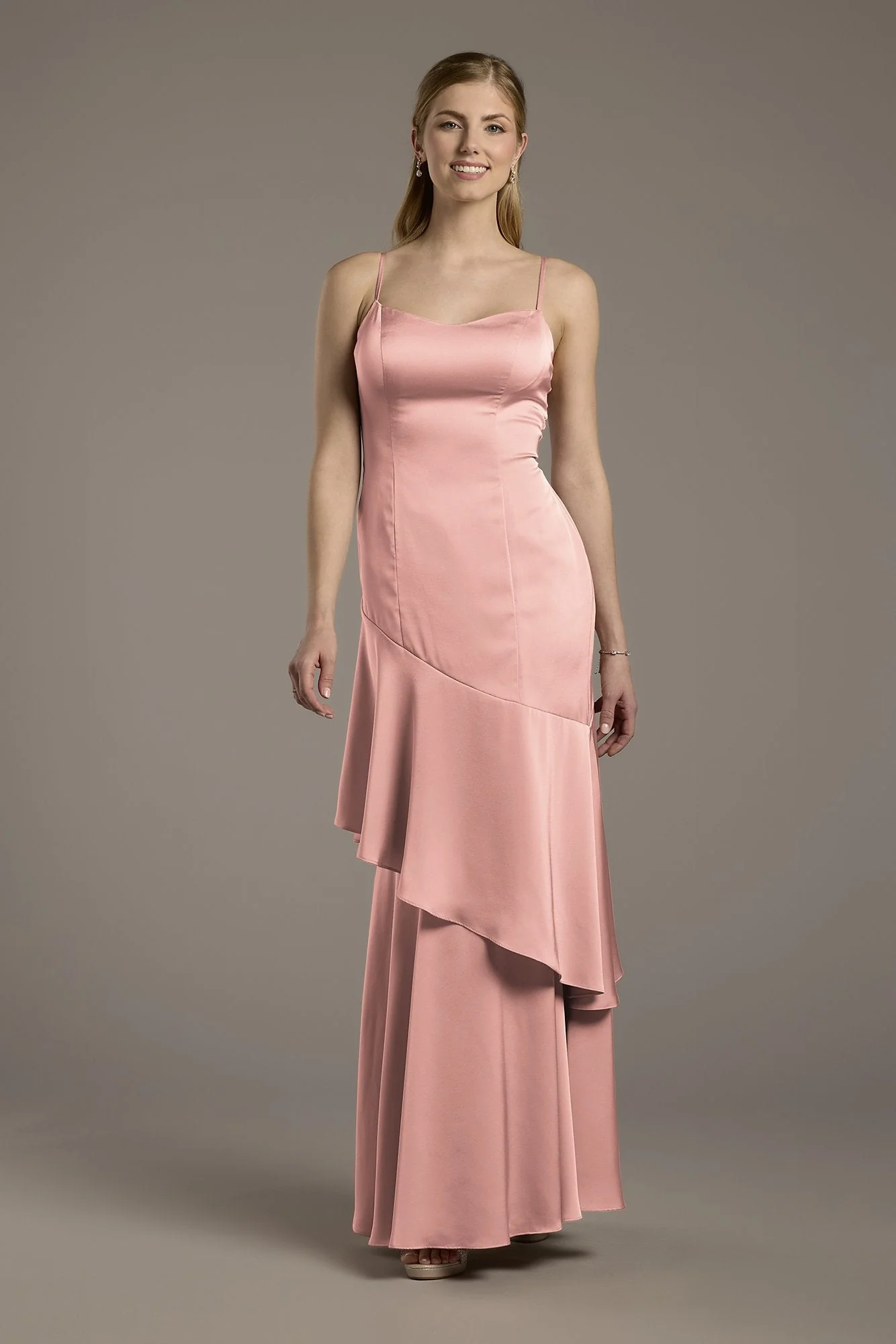 Matte Satin Tiered Skirt Sheath Dress - Image 60