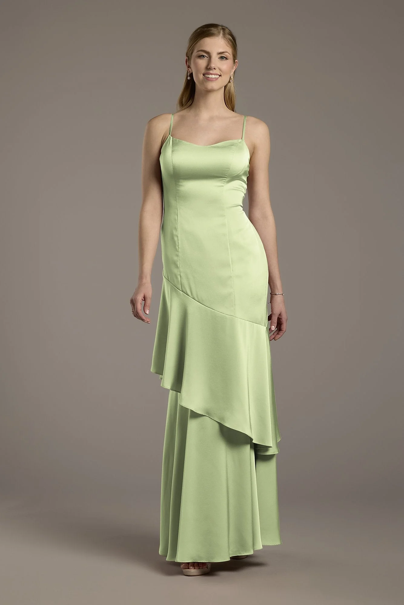 Matte Satin Tiered Skirt Sheath Dress - Image 61