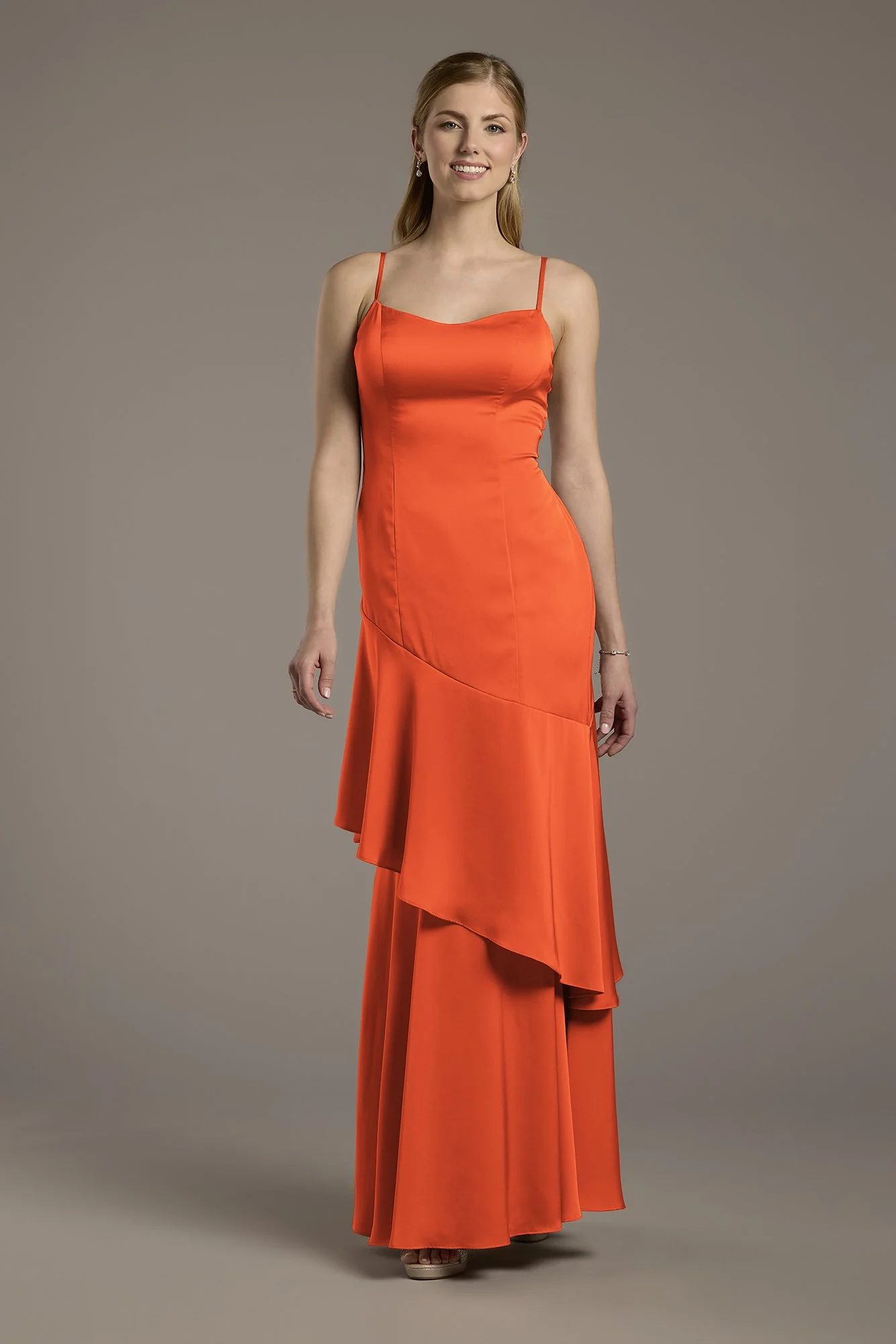 Matte Satin Tiered Skirt Sheath Dress - Image 9