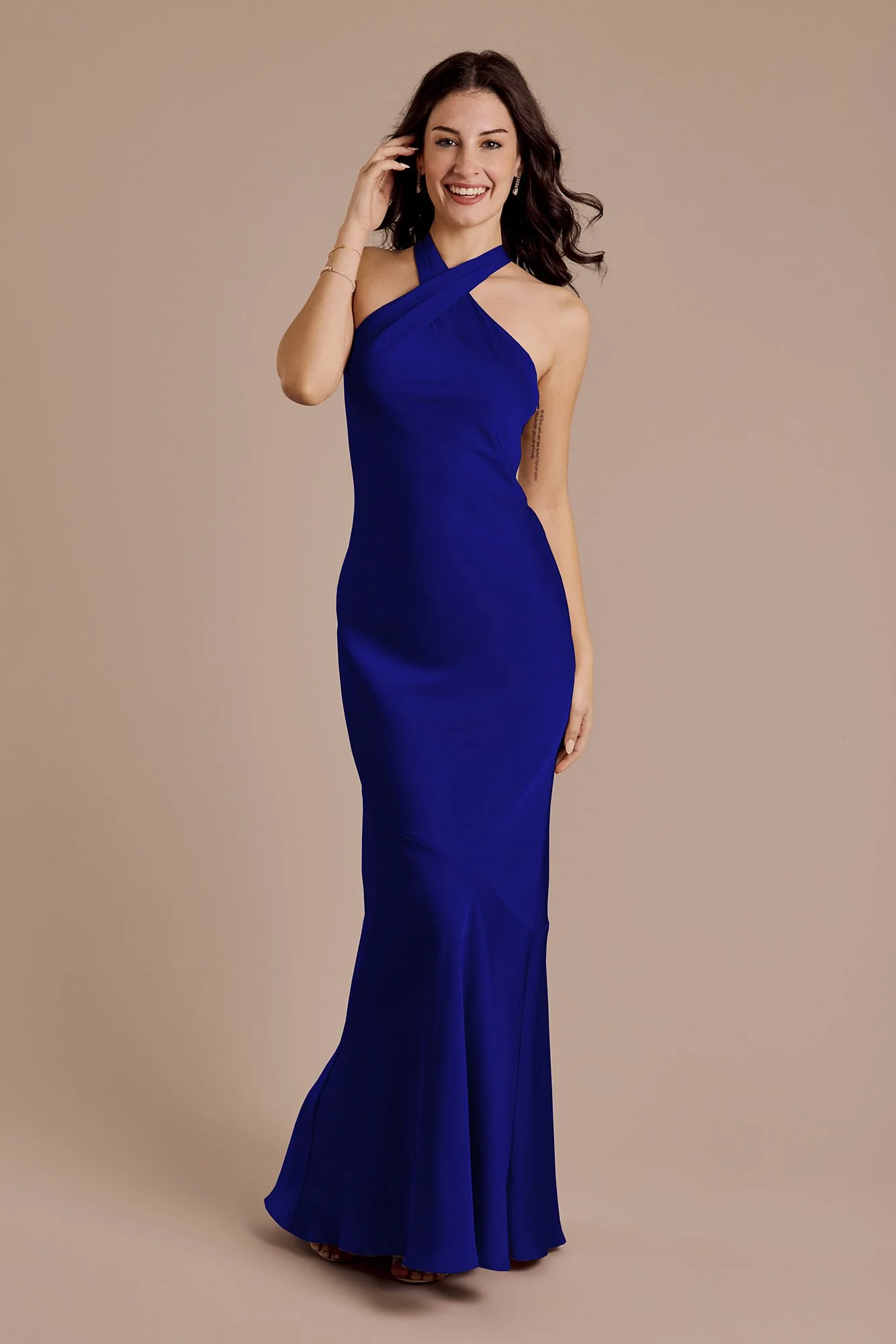 Matte Satin Y-Neck Bias Sheath Dress - Image 18