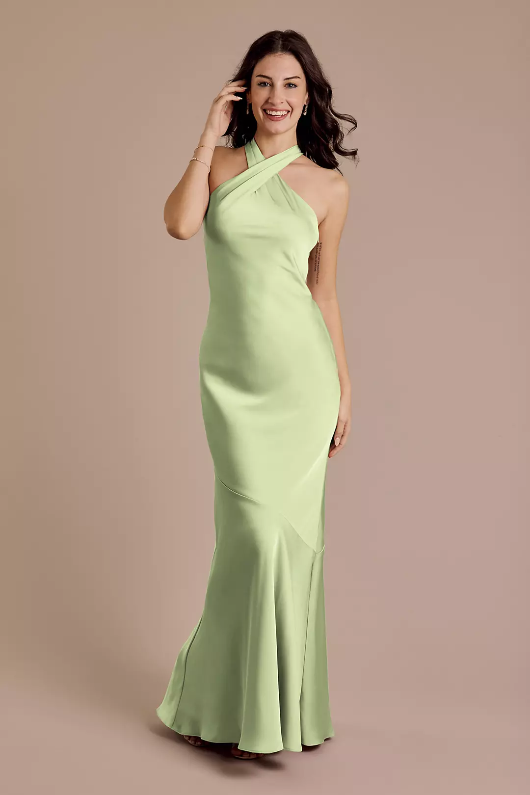 Matte Satin Y-Neck Bias Sheath Dress - Image 25