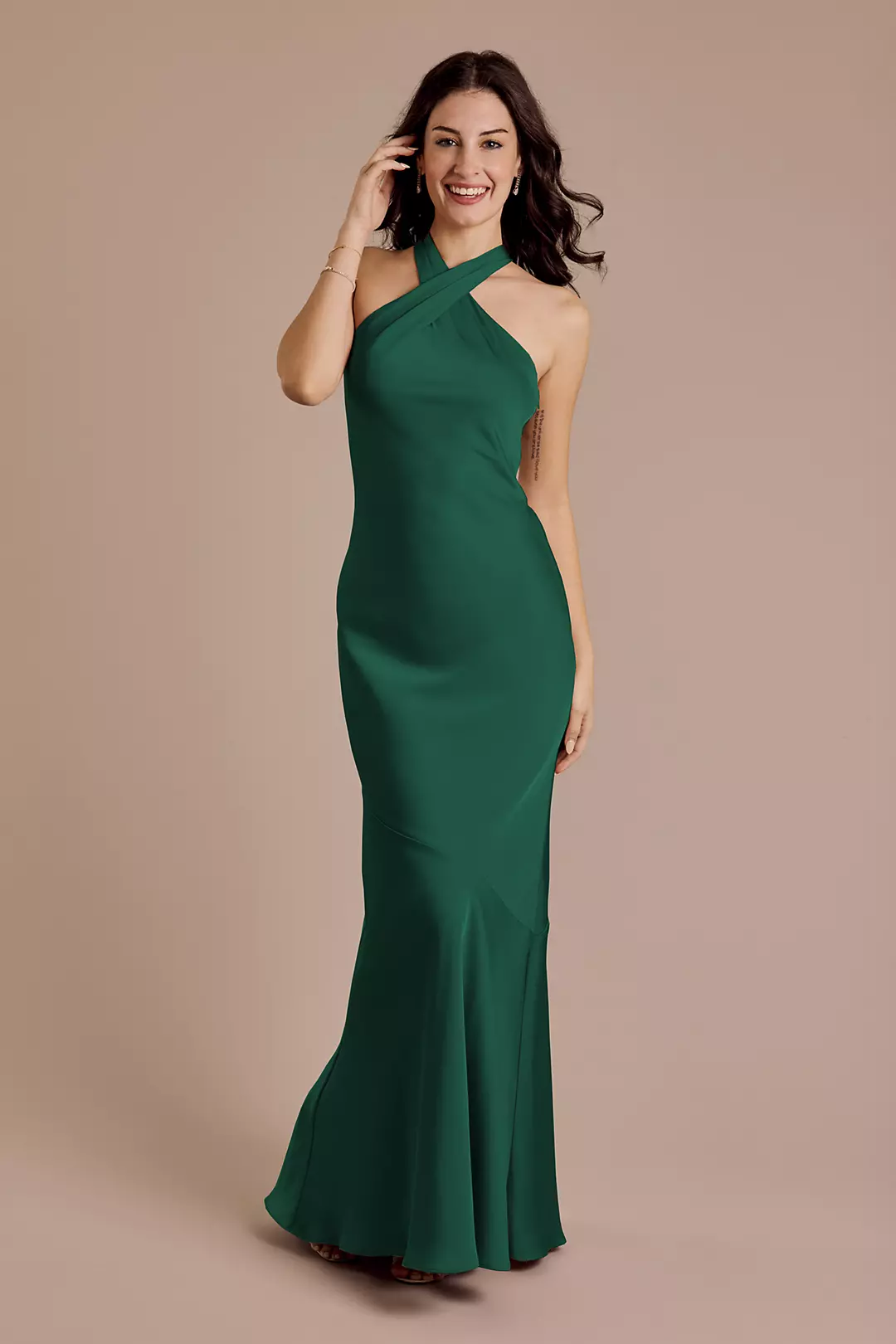 Matte Satin Y-Neck Bias Sheath Dress - Image 32
