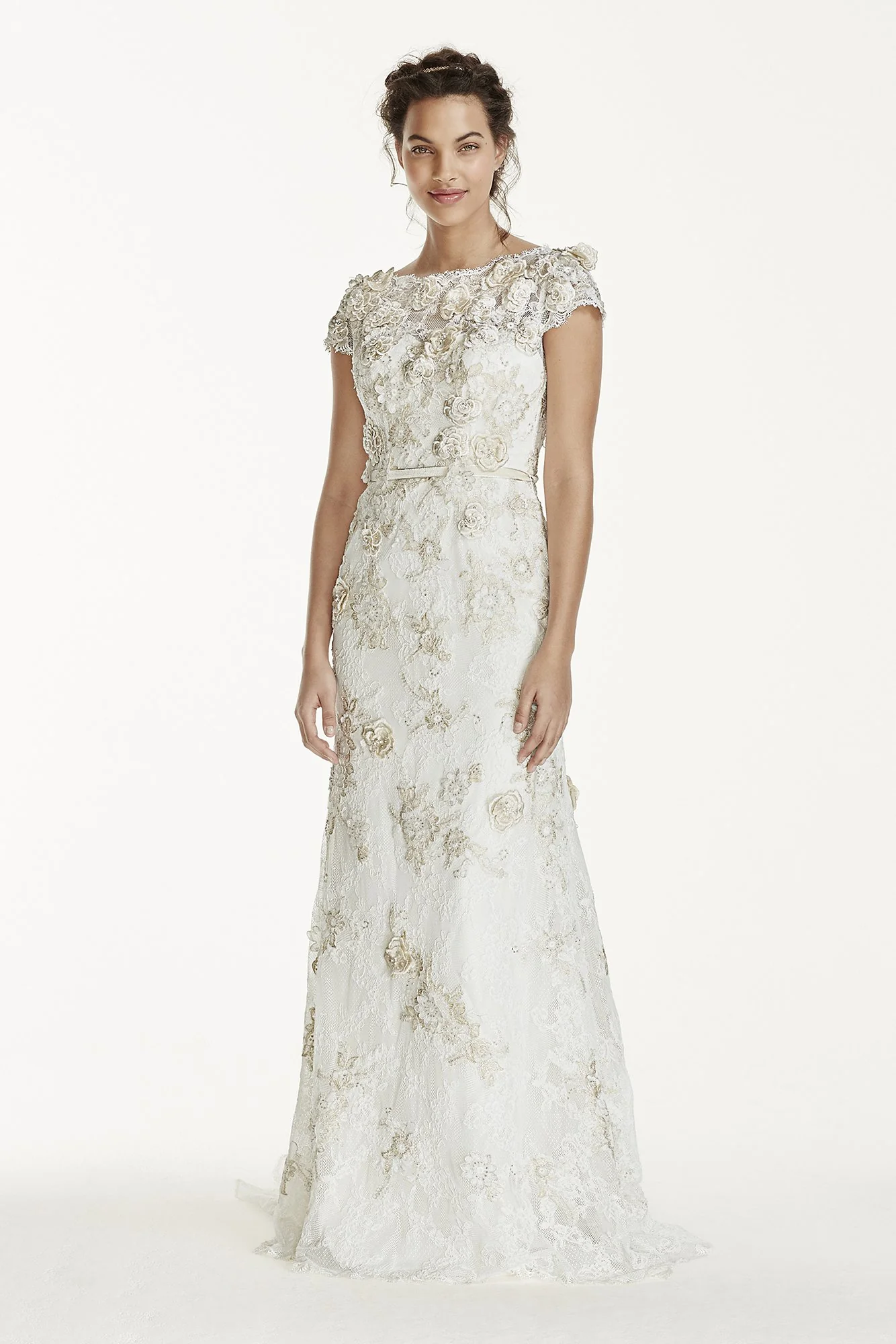 Melissa Sweet 3D Cap Sleeve Wedding Dress - Image 2