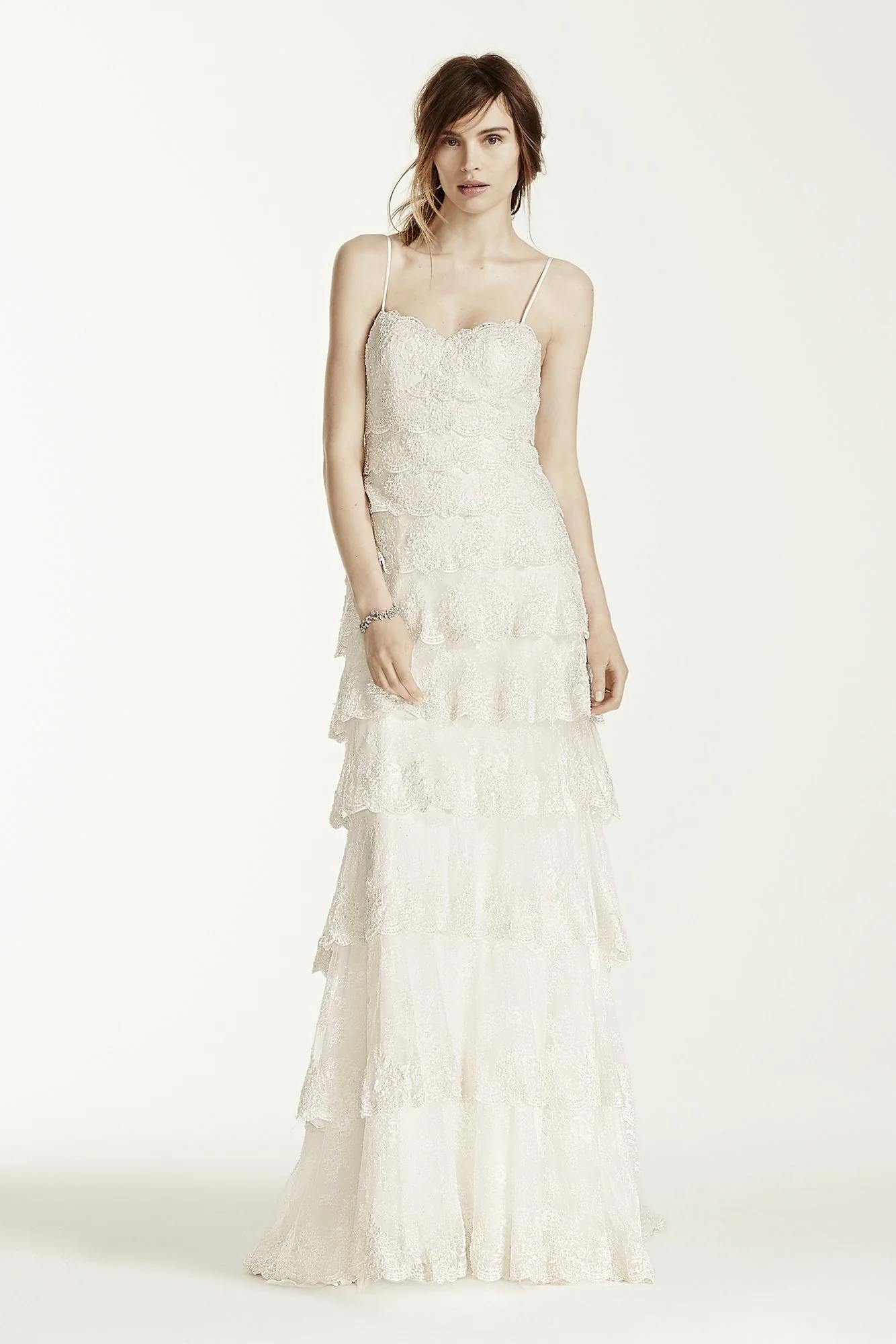 Melissa Sweet Beaded Tiered Lace Wedding Dress - Image 2