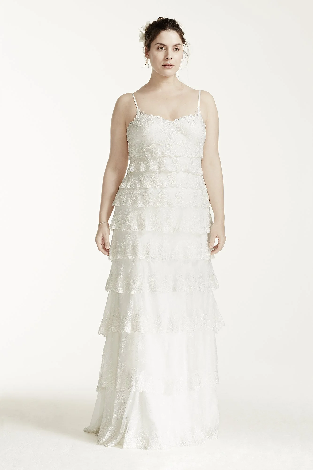 Melissa Sweet Beaded Tiered Lace Wedding Dress - Image 3