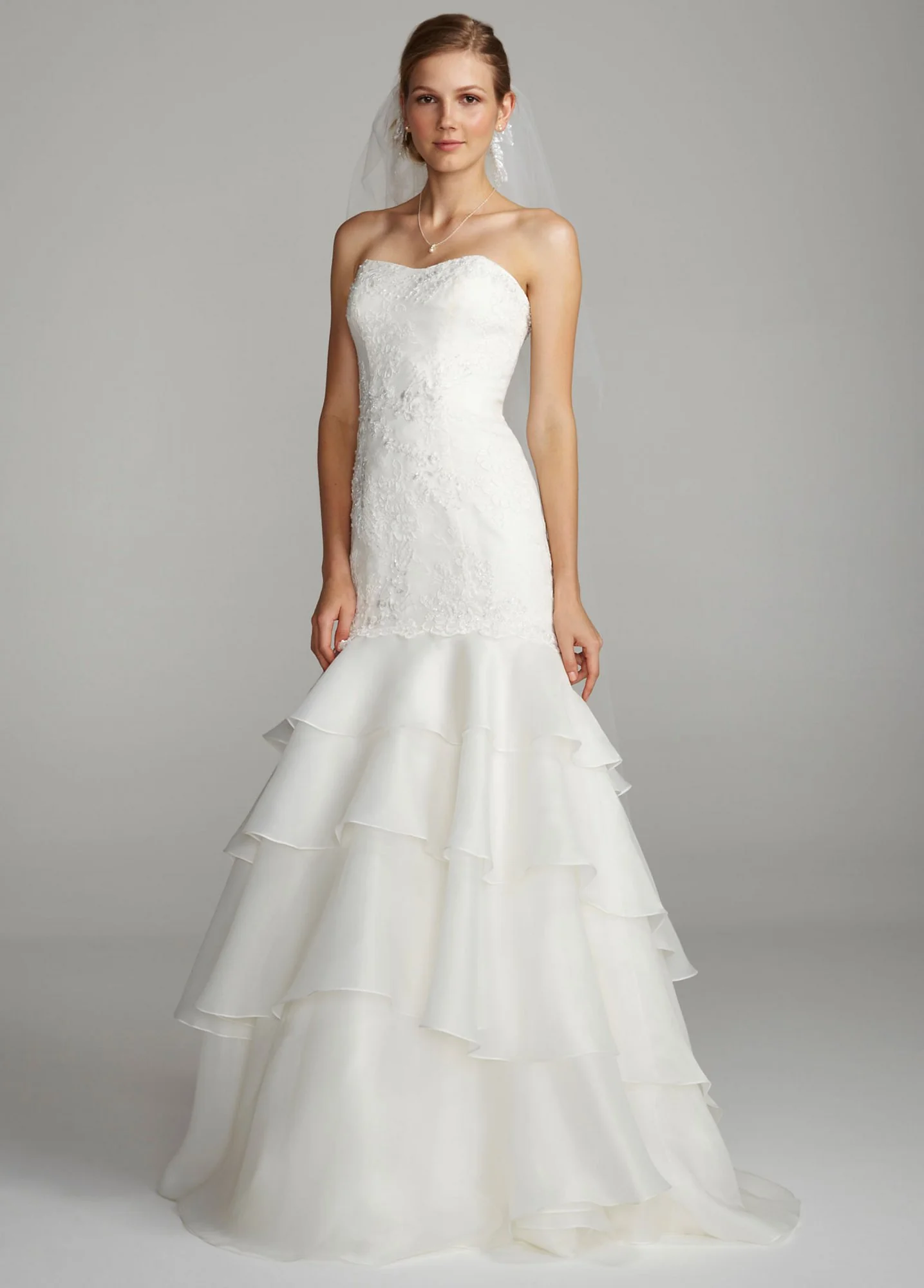 Melissa Sweet Floral Lace Trumpet Wedding Dress - Image 2