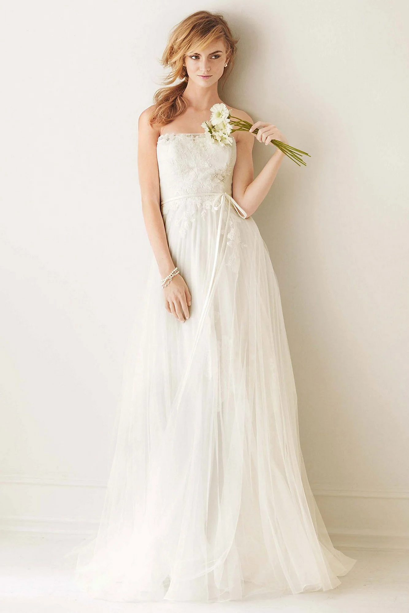 Melissa Sweet Pleated Wedding Dress with Tulle