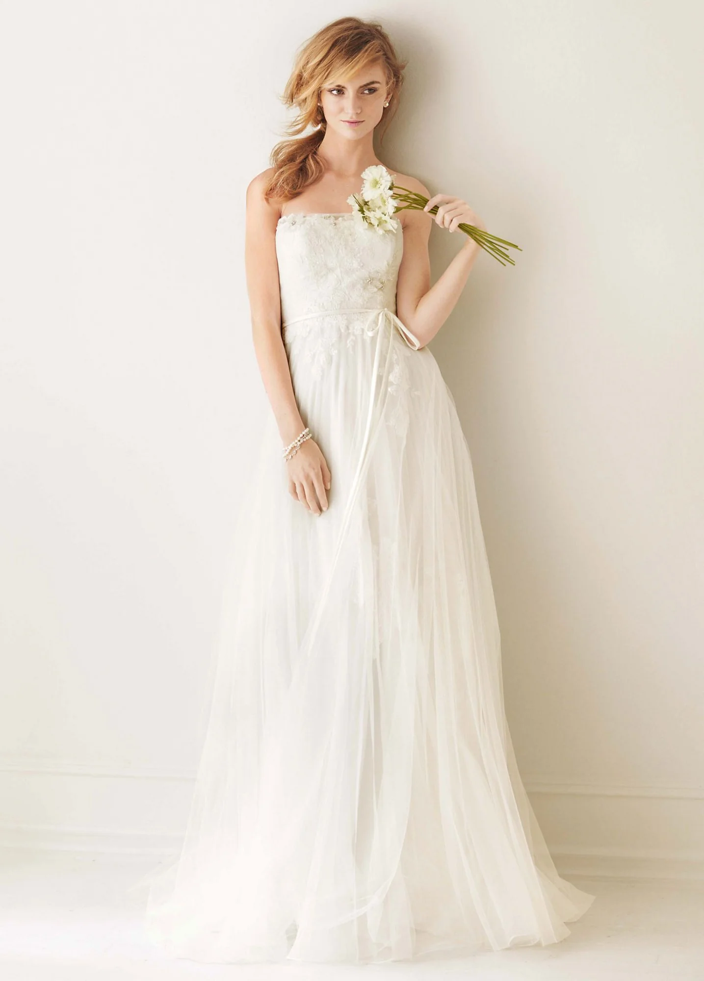 Melissa Sweet Pleated Wedding Dress with Tulle - Image 2