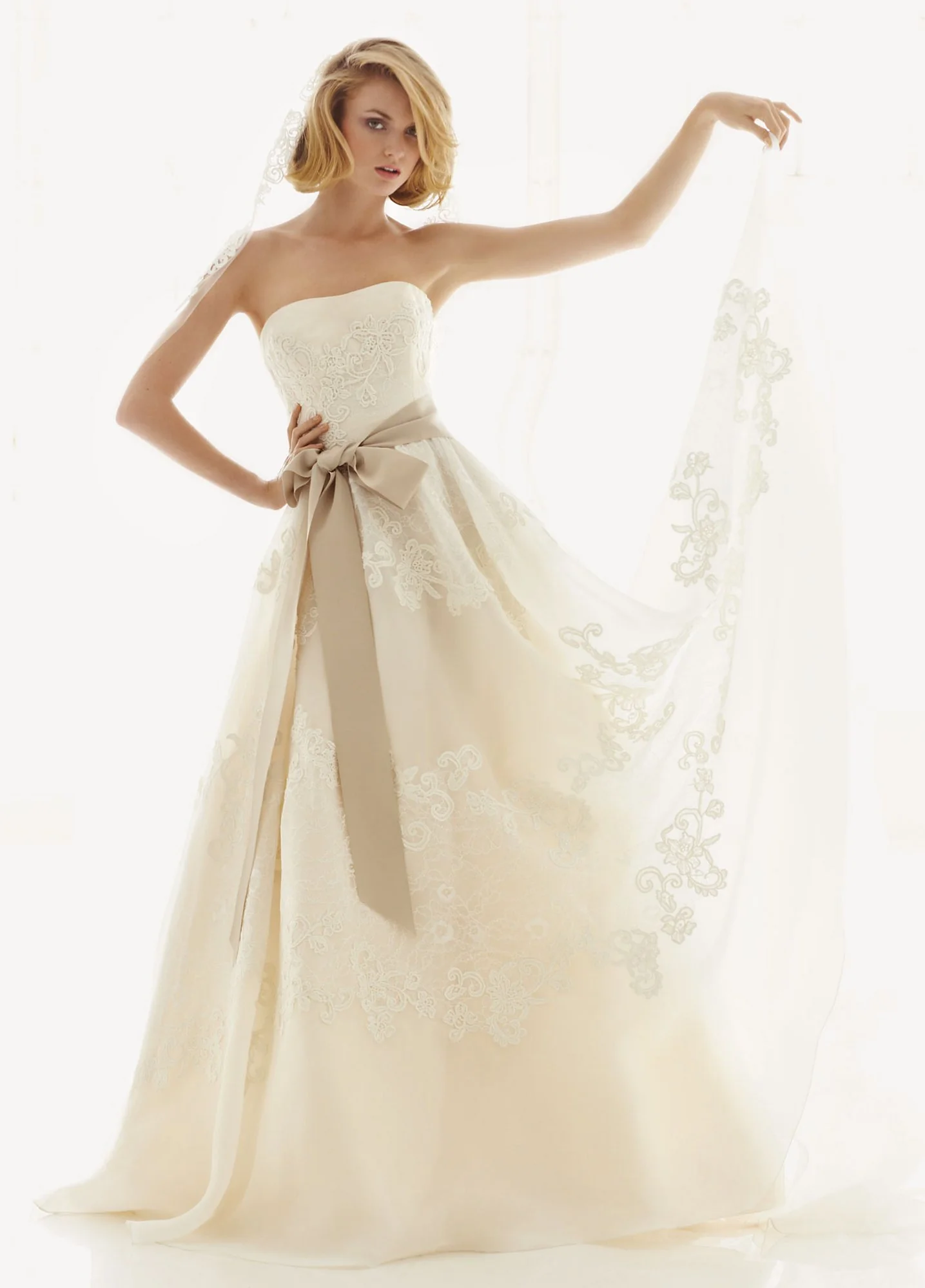 Melissa Sweet Satin Organza and Lace Wedding Dress - Image 2