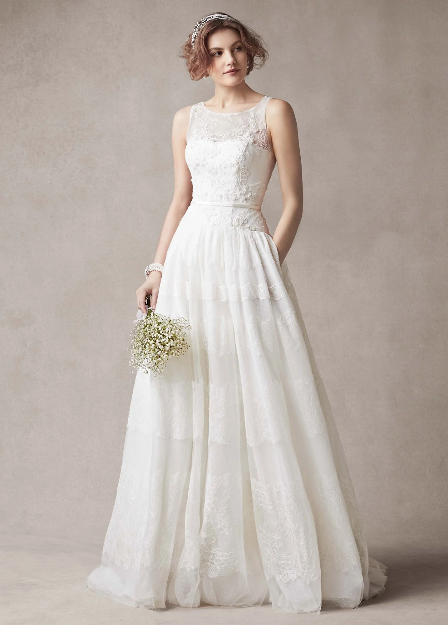 Melissa Sweet Sleeveless Wedding Dress with Tulle - Image 2