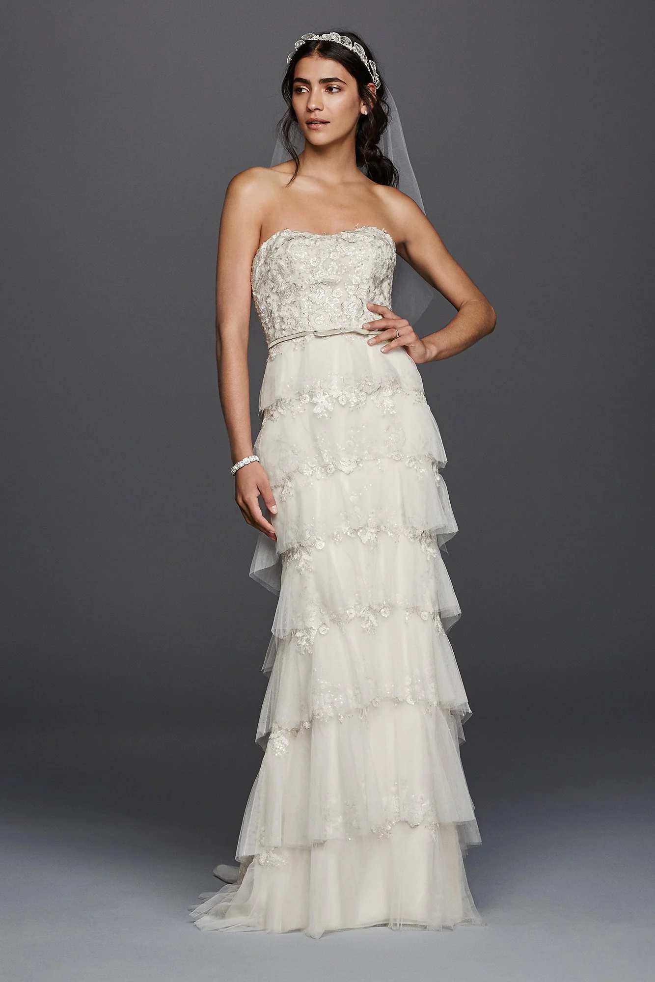 Melissa Sweet Wedding Dress with Tiered Skirt - Image 2