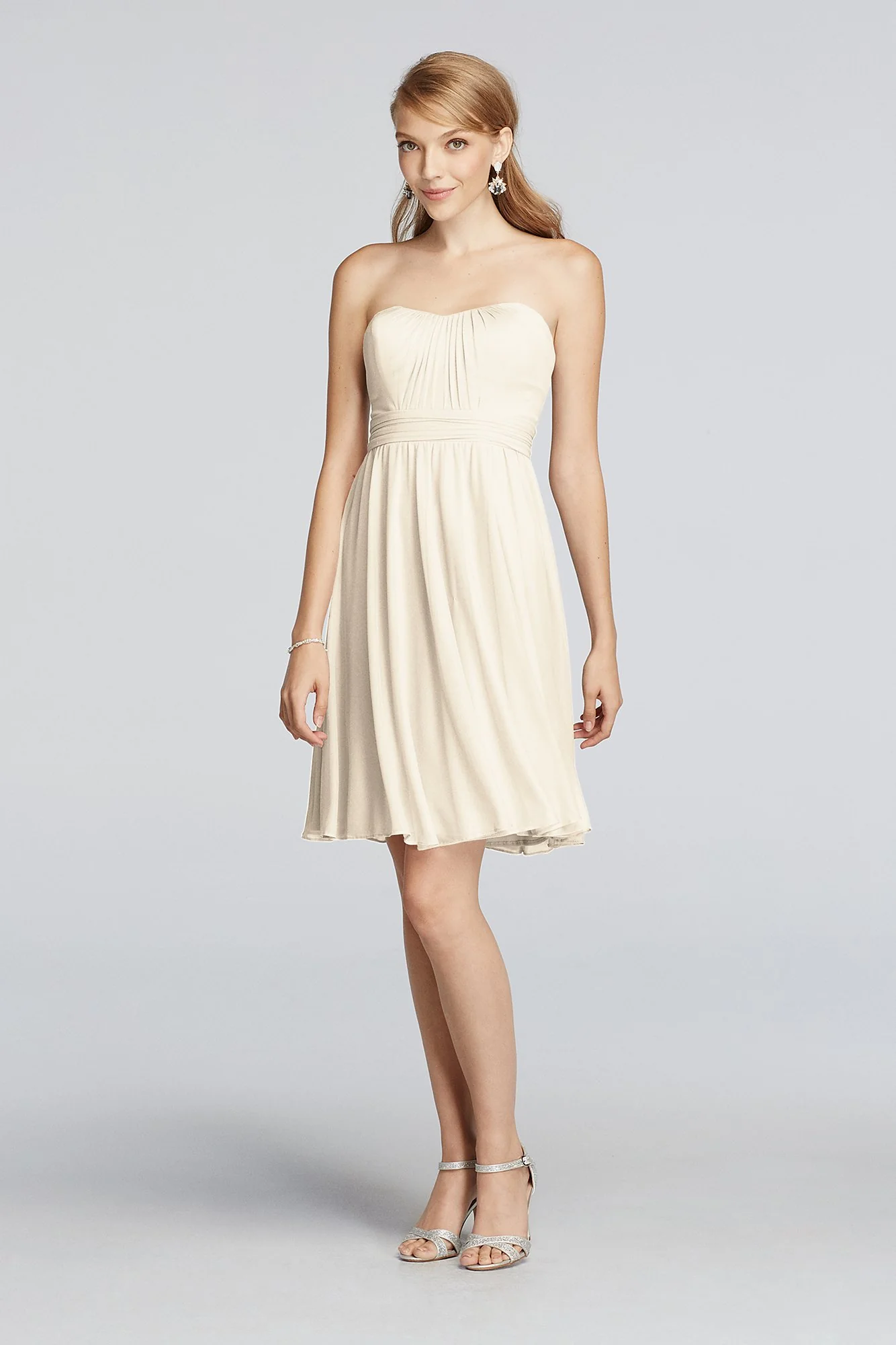 Mesh Above the Knee Strapless Dress - Image 54