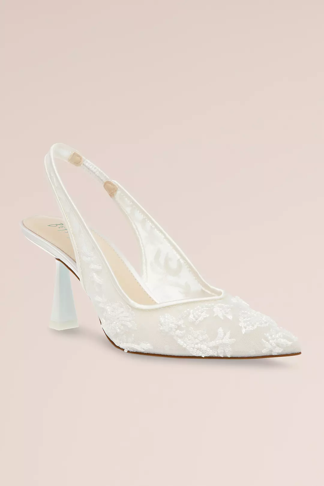 Mesh Flared Heels with Beaded Flowers - Image 4