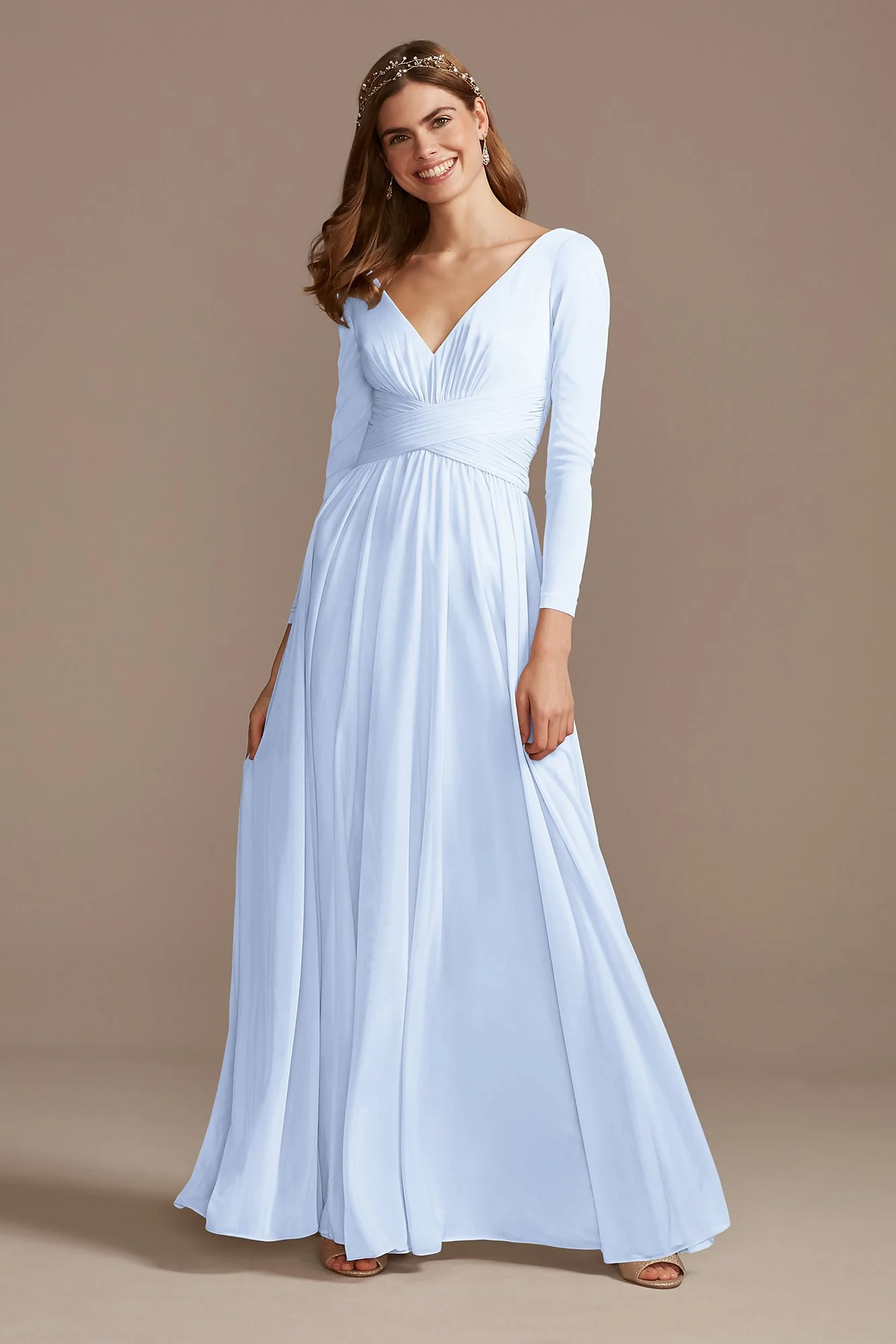 Mesh Illusion Long Sleeve Bridesmaid Dress - Image 10
