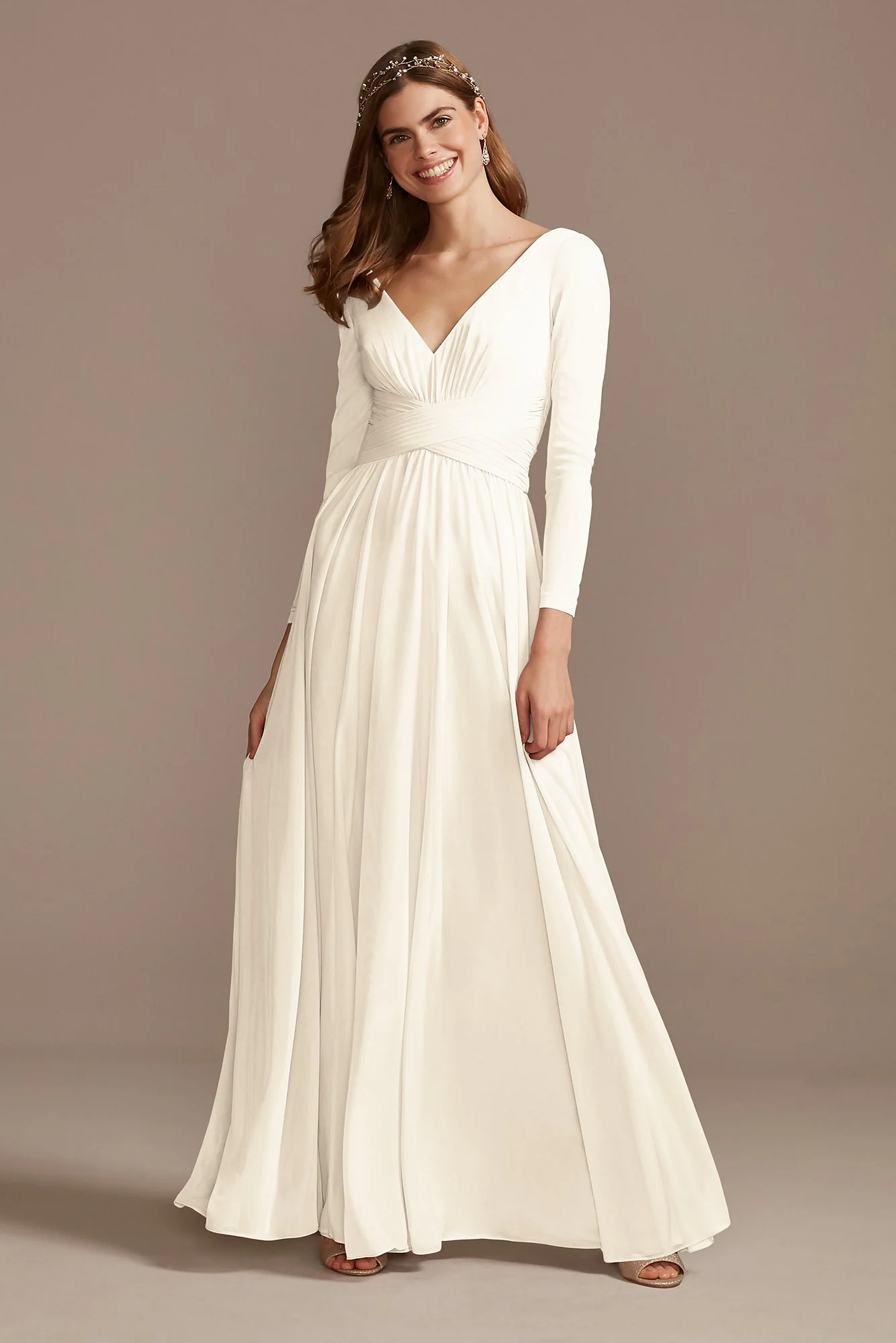 Mesh Illusion Long Sleeve Bridesmaid Dress - Image 98