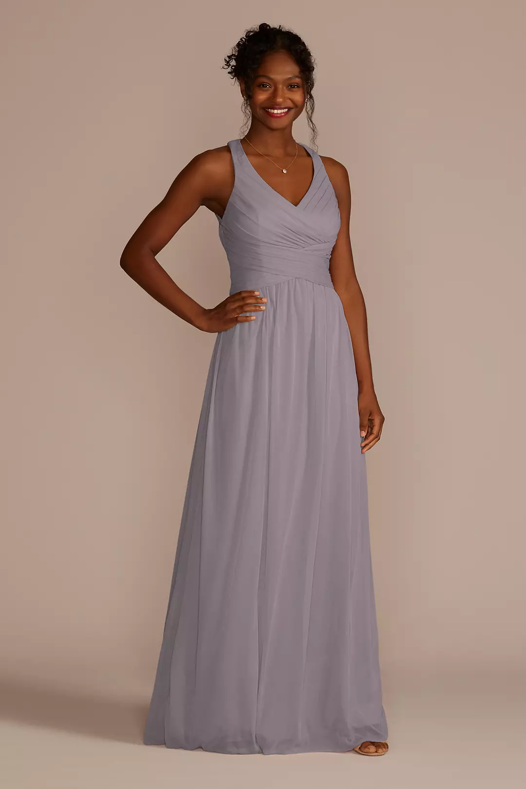 Mesh Long Dress with Crisscross Back - Image 100