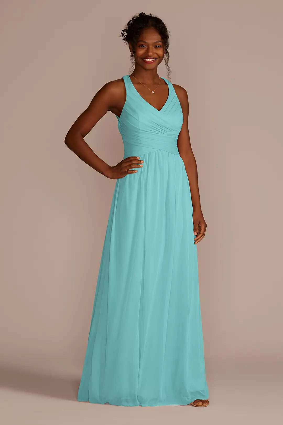 Mesh Long Dress with Crisscross Back - Image 78