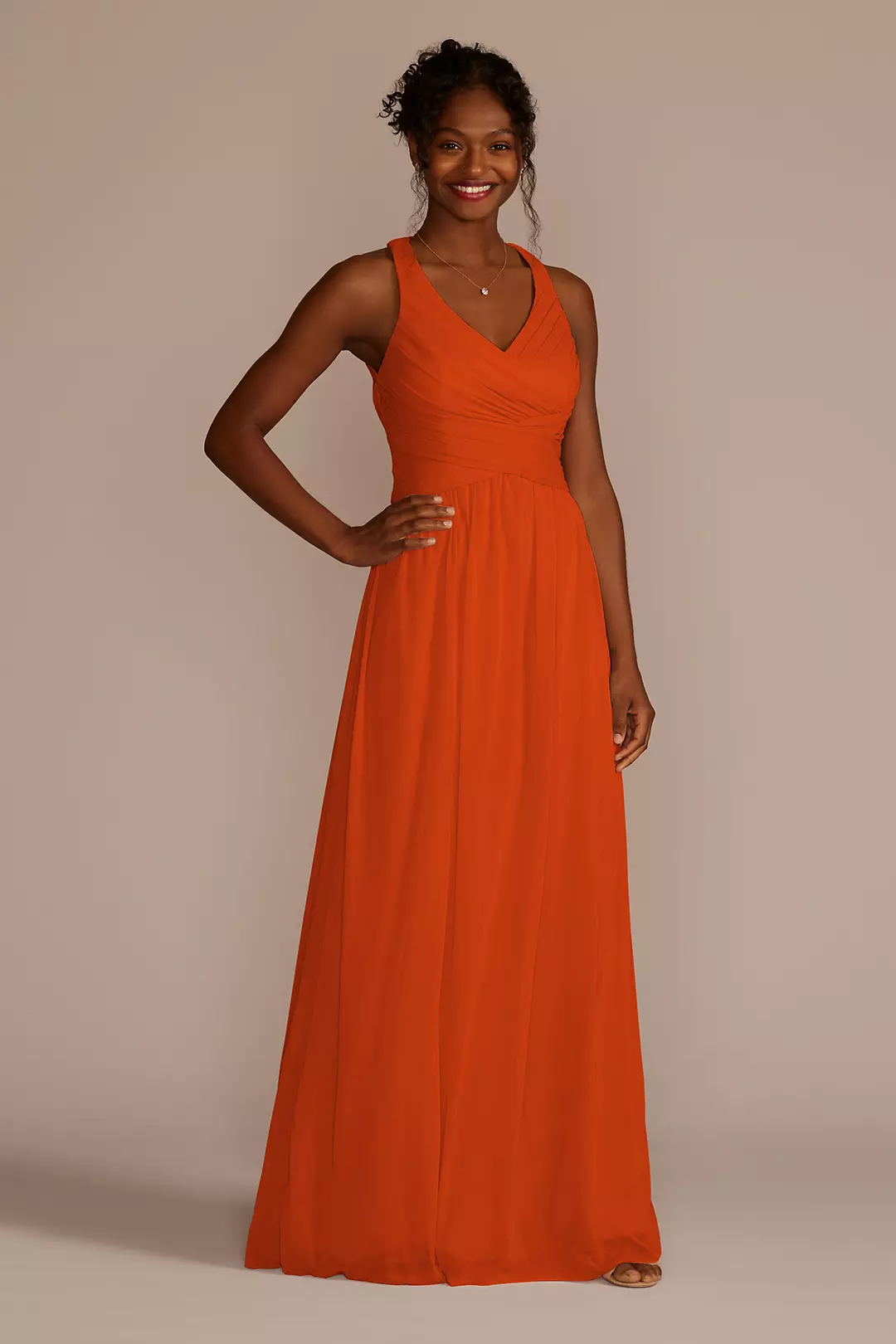 Mesh Long Dress with Crisscross Back - Image 98