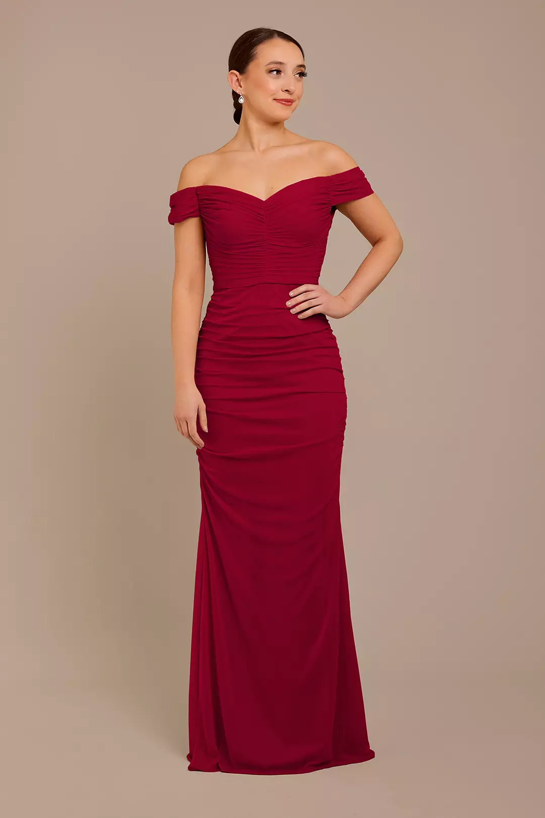 Mesh Off-the-Shoulder Ruched Dress - Image 6