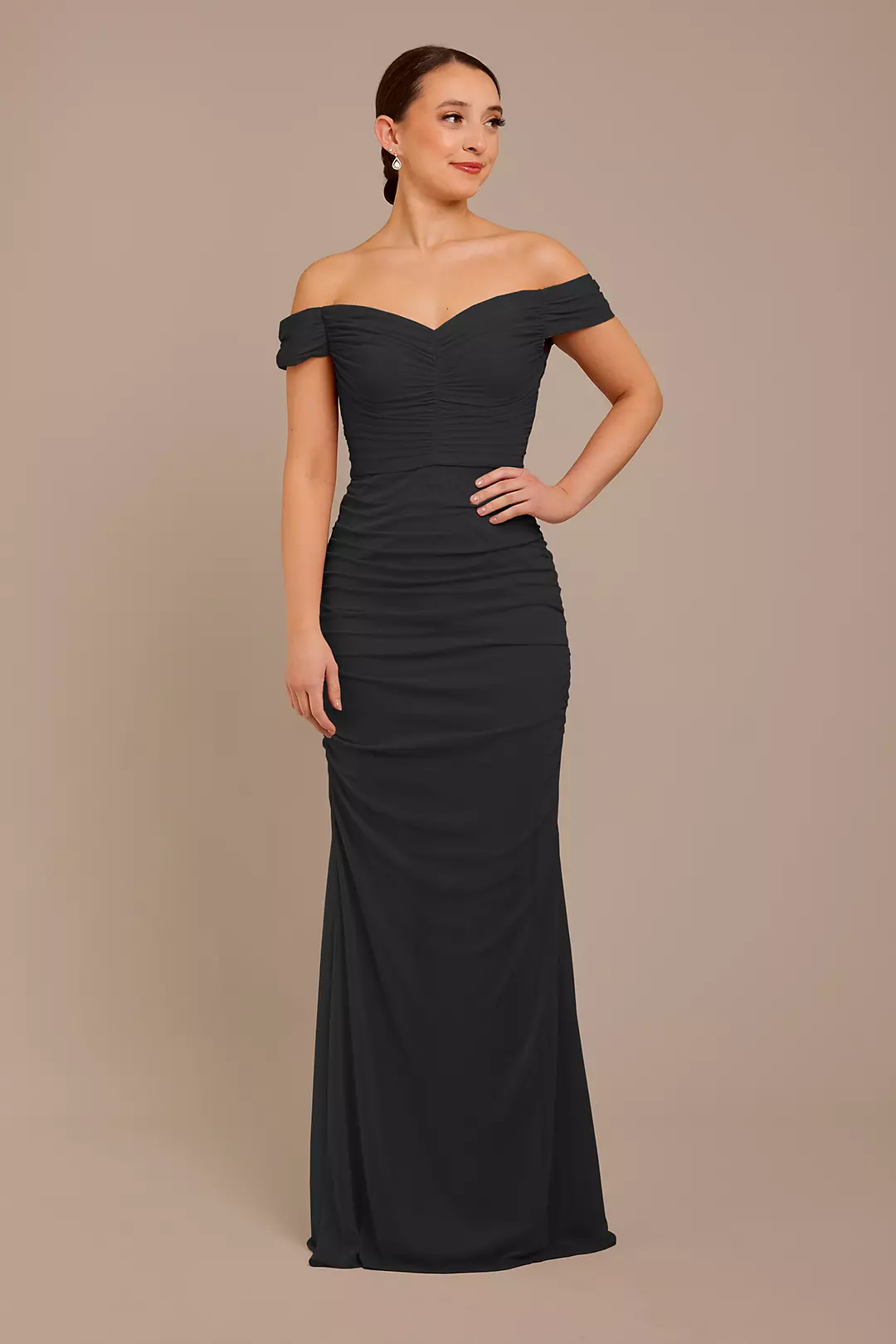 Mesh Off-the-Shoulder Ruched Dress - Image 68