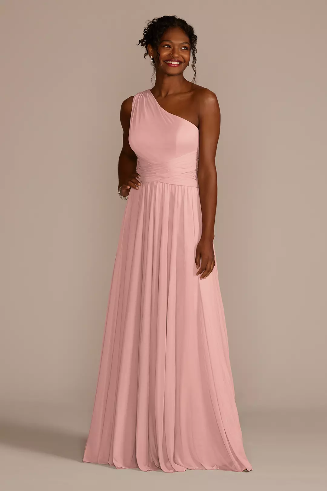 Mesh One-Shoulder Dress with Full Skirt - Image 49