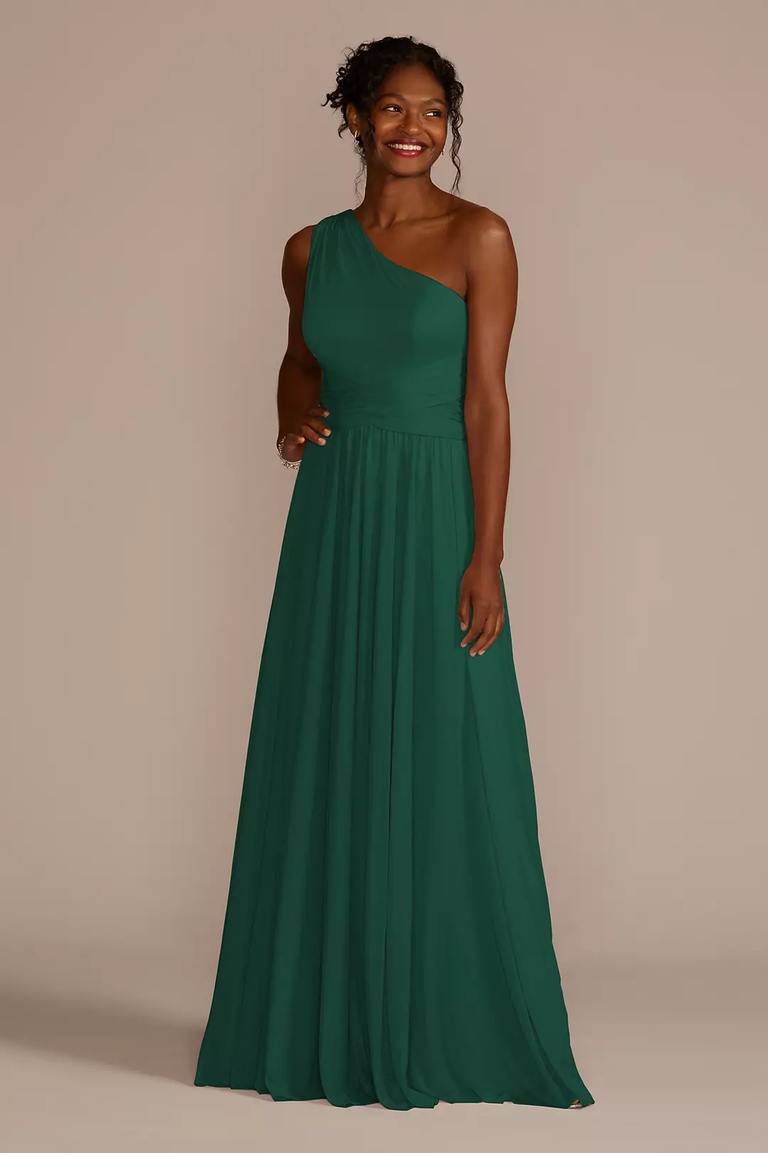 Mesh One-Shoulder Dress with Full Skirt - Image 61