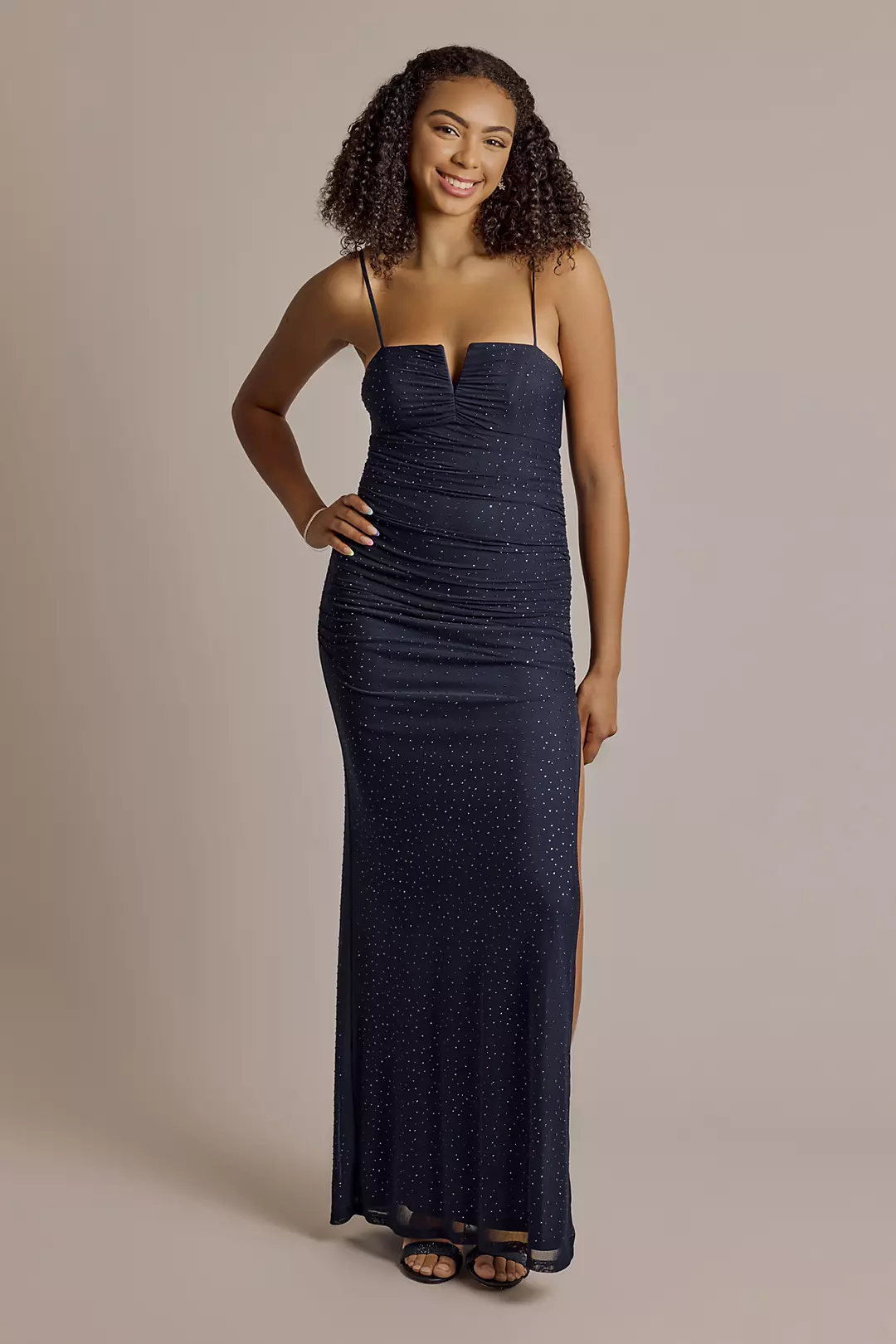 Mesh Sheath Dress with Heat Set Stones - Image 3