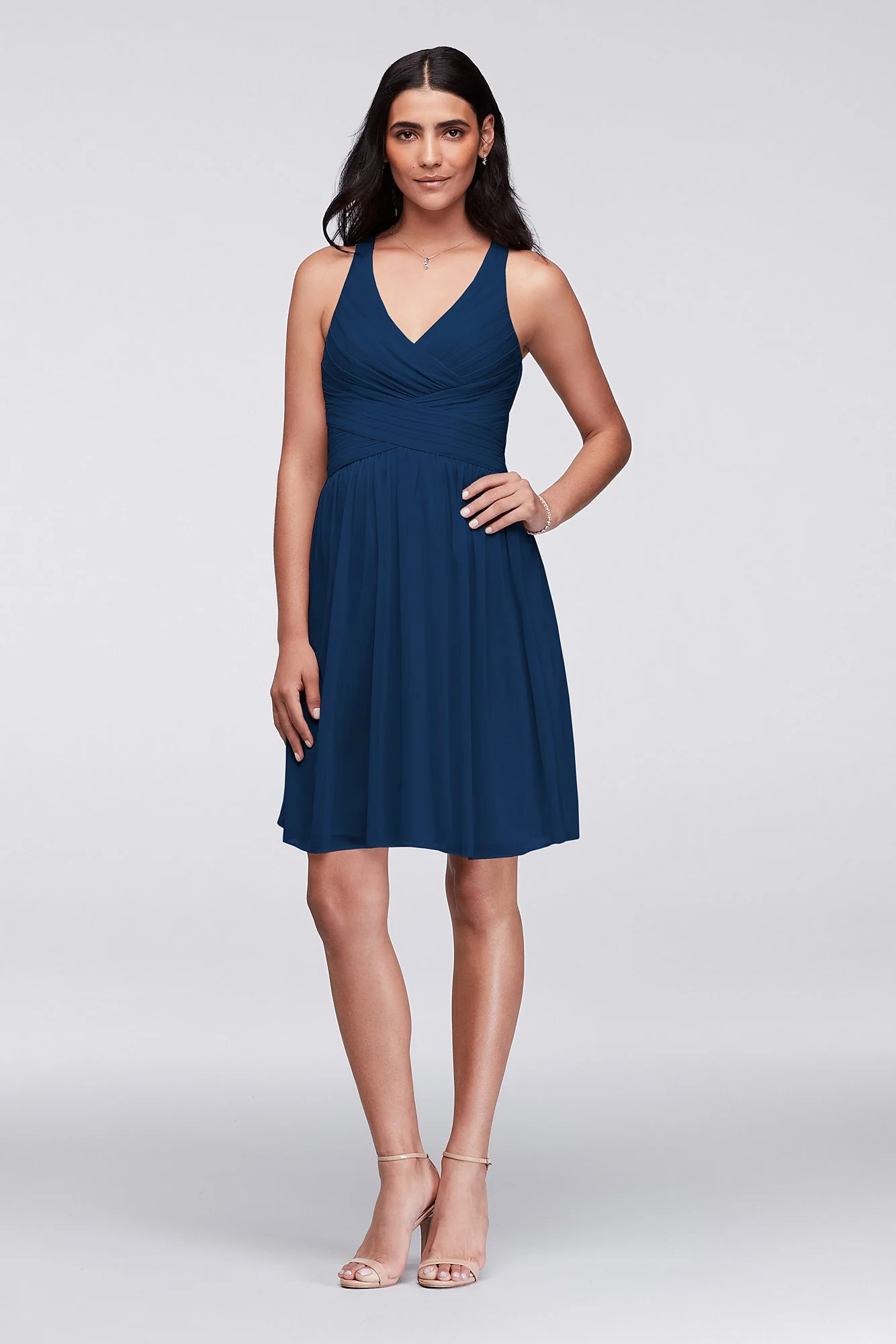 Mesh Short Bridesmaid Dress with Crisscross Back - Image 10
