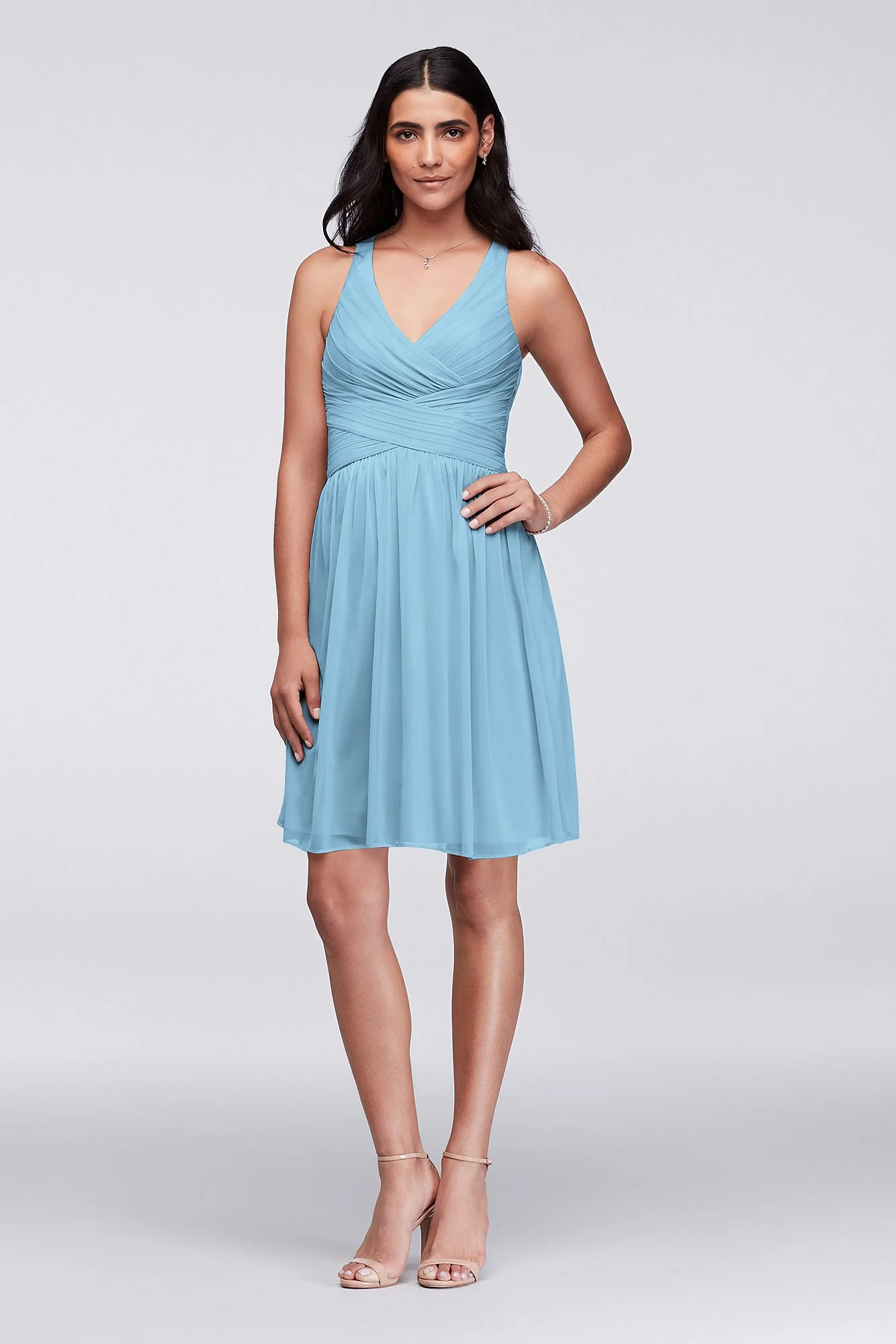Mesh Short Bridesmaid Dress with Crisscross Back - Image 15